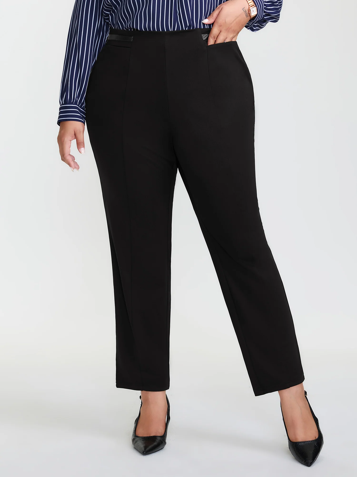 Stretchy Patchwork Skinny-Fit Pants - Image 2