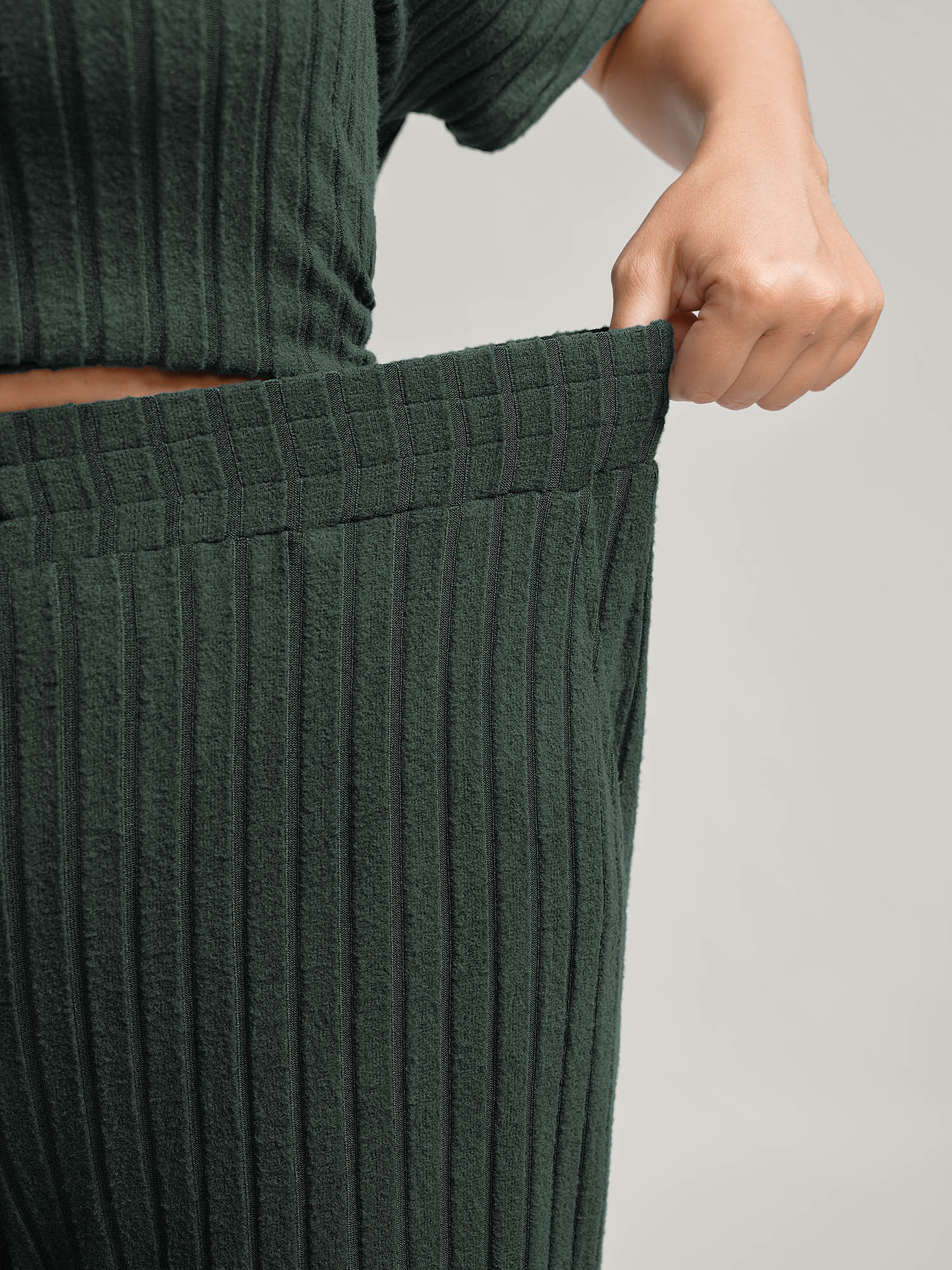 Stretchy Pit Strip Solid Loungewear Set - Image 18