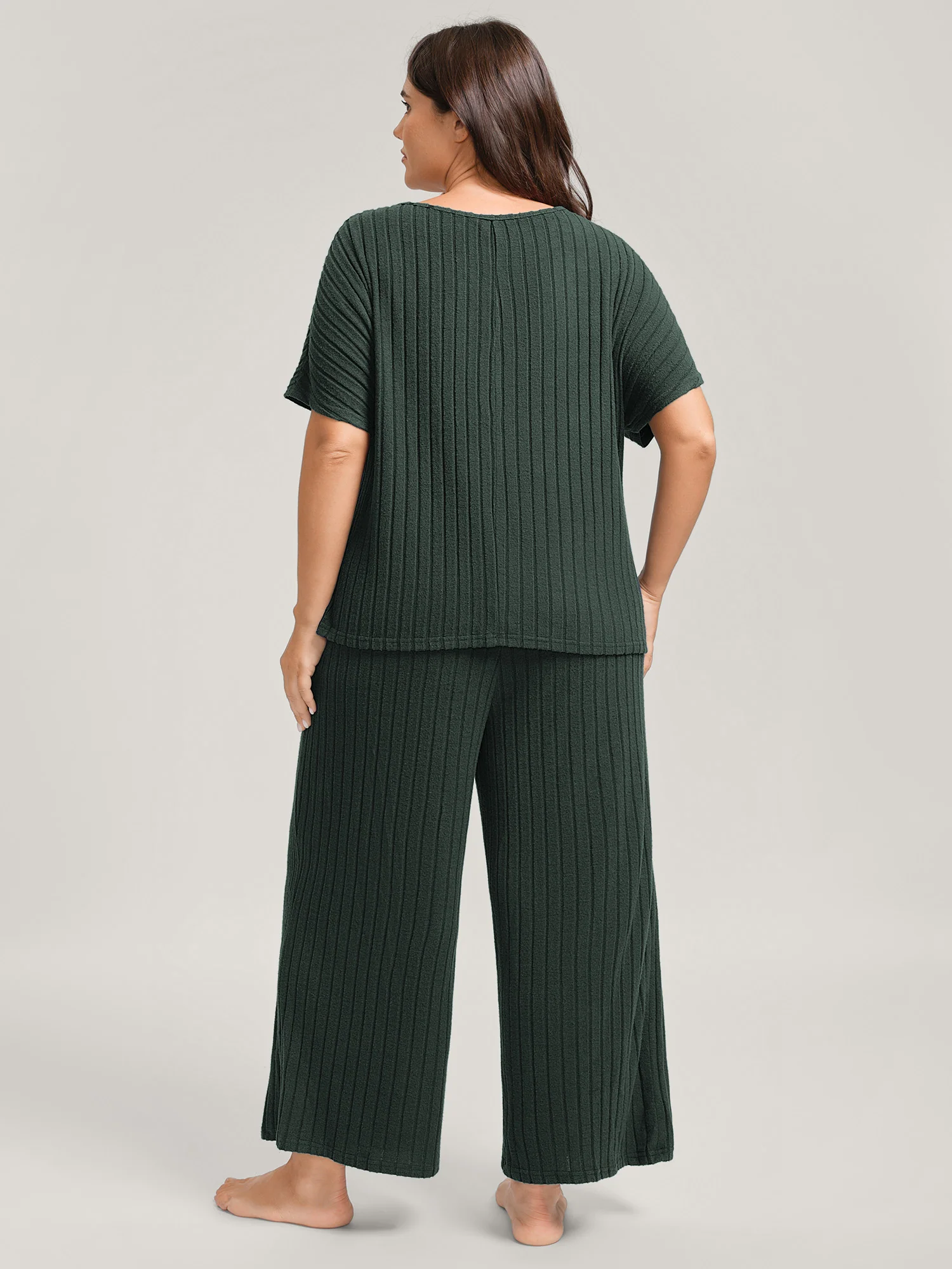 Stretchy Pit Strip Solid Loungewear Set - Image 20