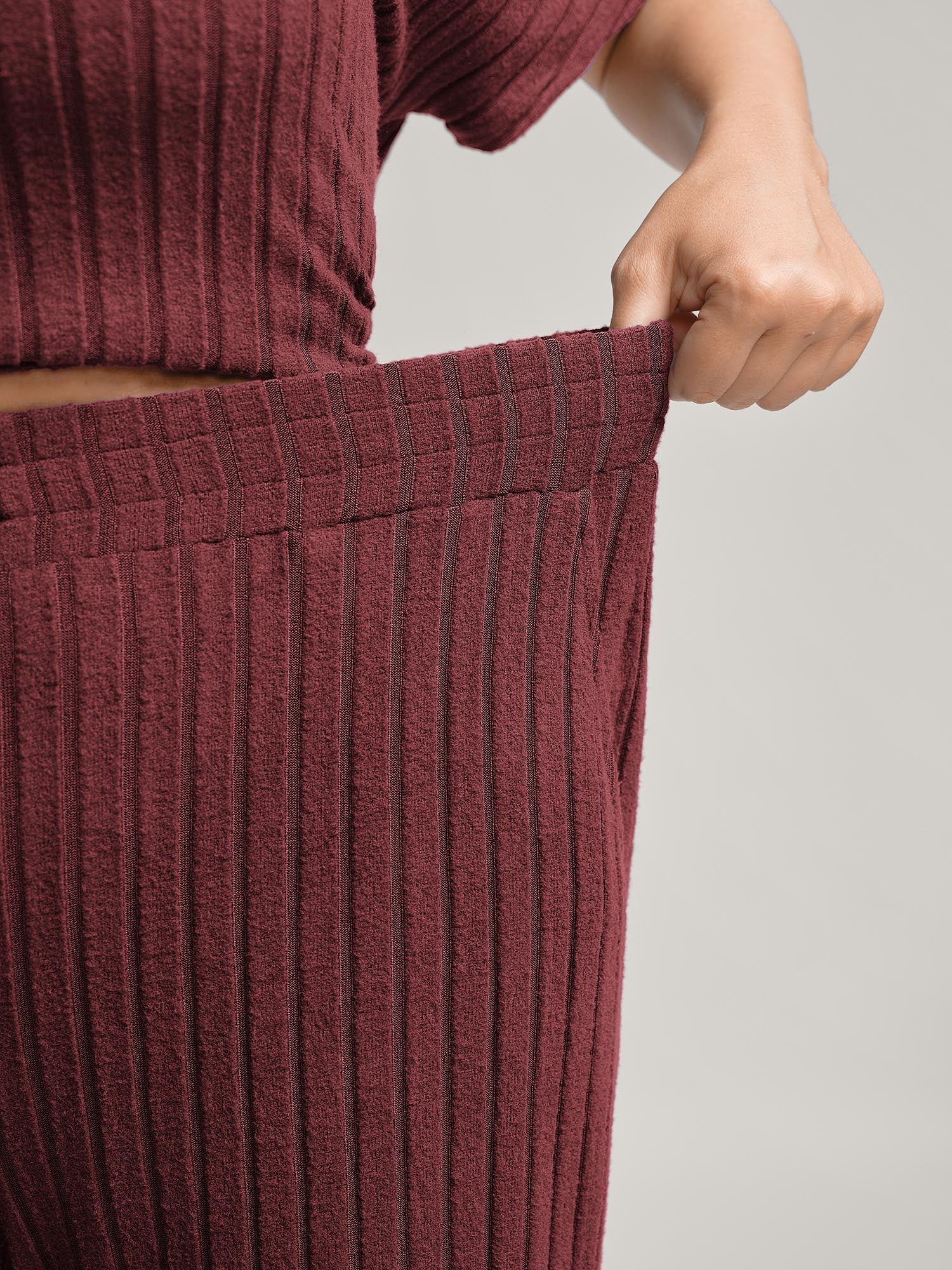 Stretchy Pit Strip Solid Loungewear Set - Image 32