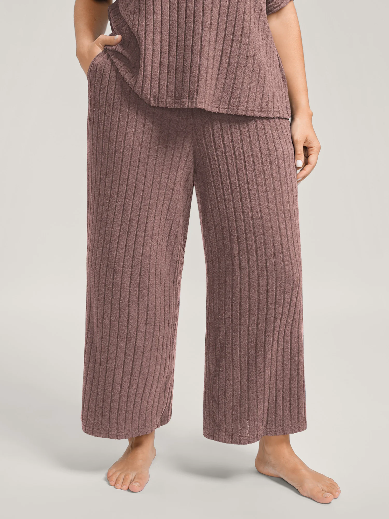 Stretchy Pit Strip Solid Loungewear Set - Image 38