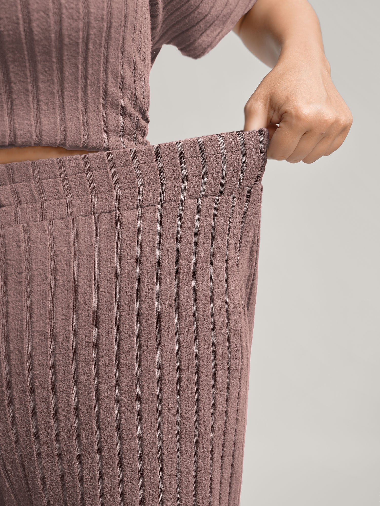 Stretchy Pit Strip Solid Loungewear Set - Image 39