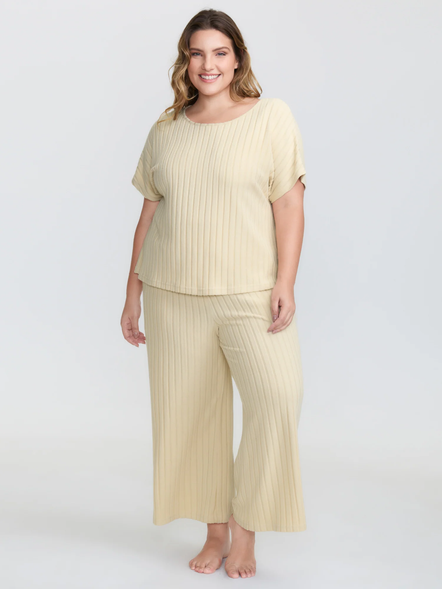 Stretchy Pit Strip Solid Loungewear Set - Image 42