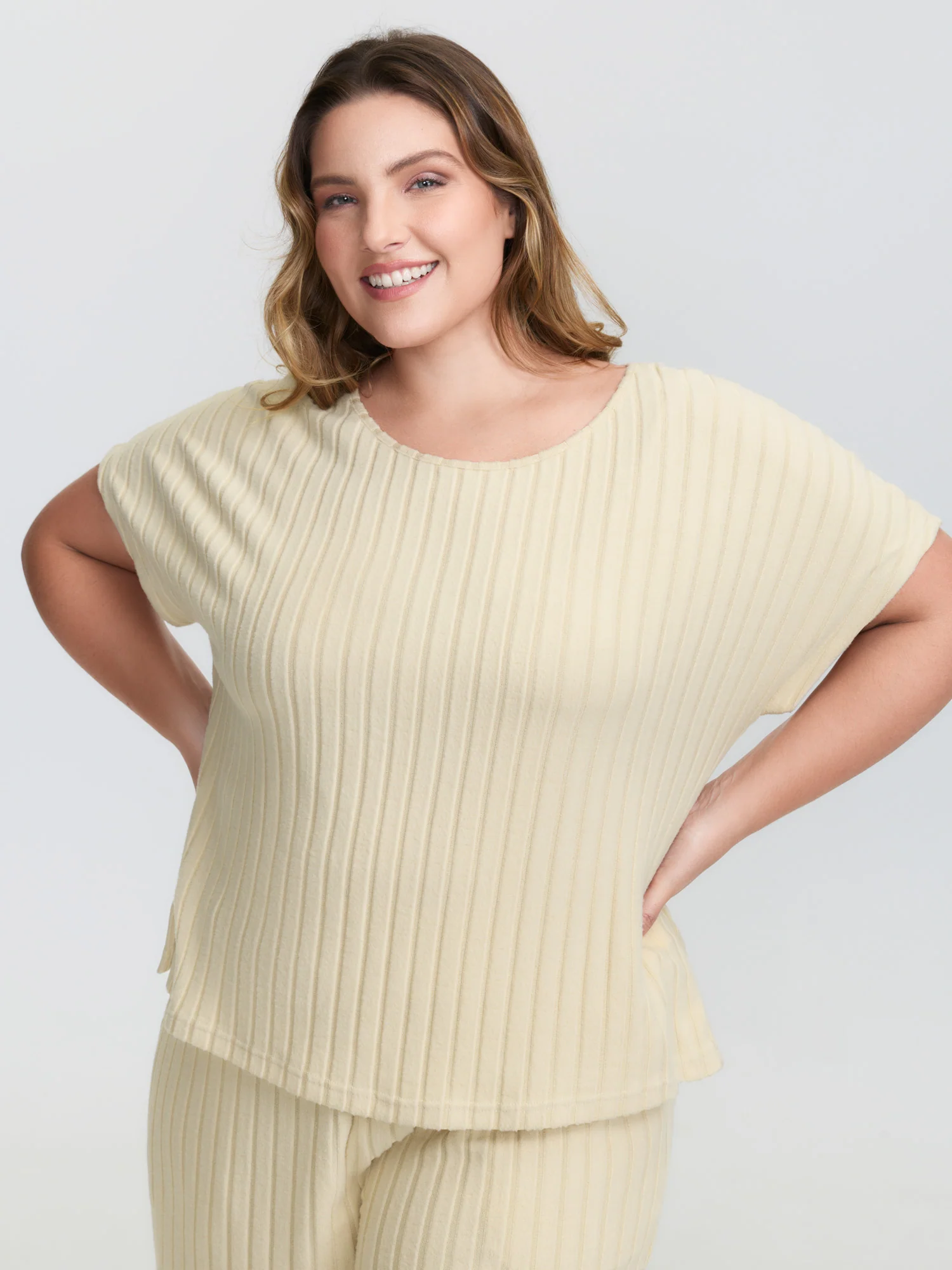 Stretchy Pit Strip Solid Loungewear Set - Image 43