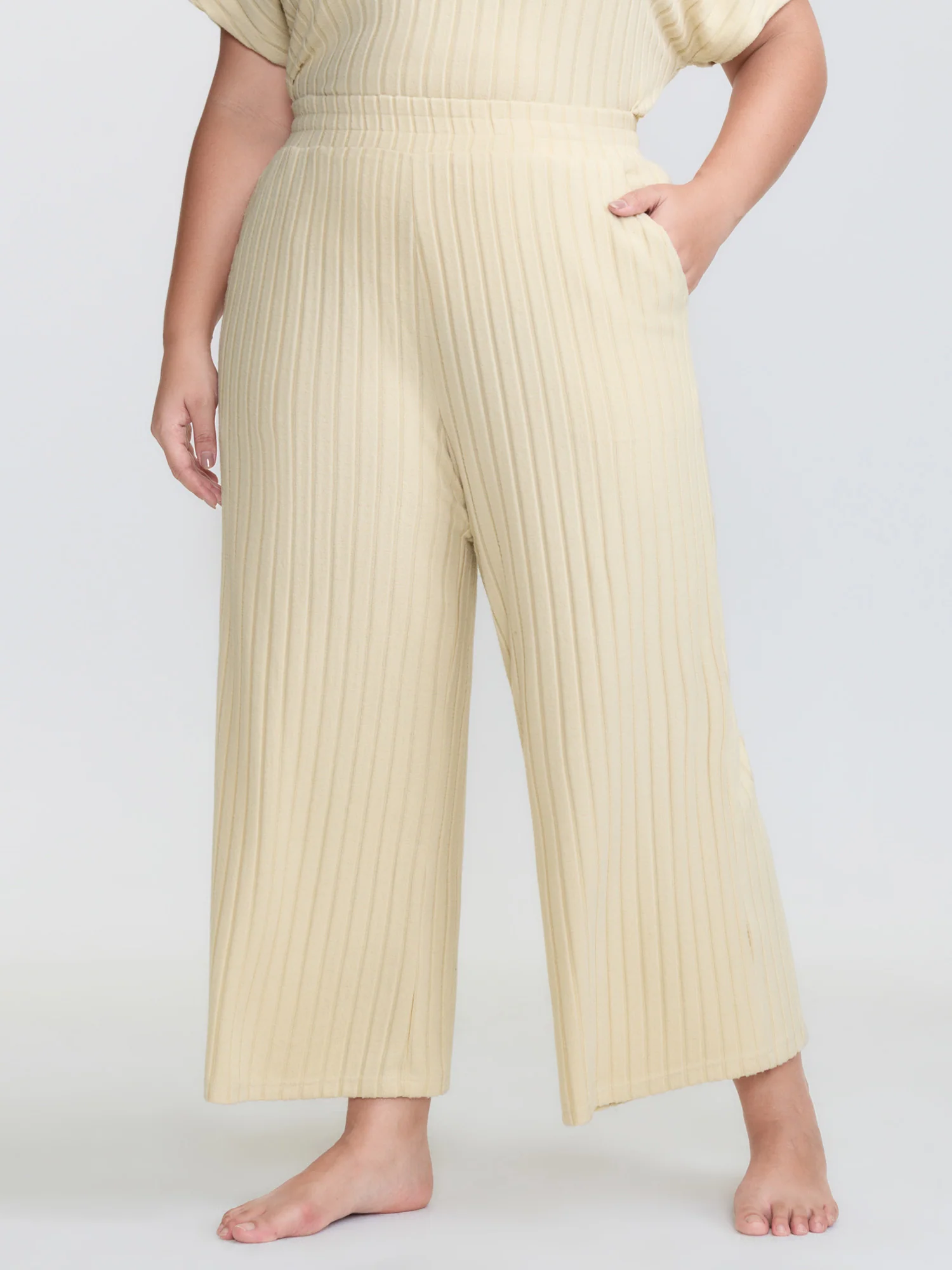 Stretchy Pit Strip Solid Loungewear Set - Image 44