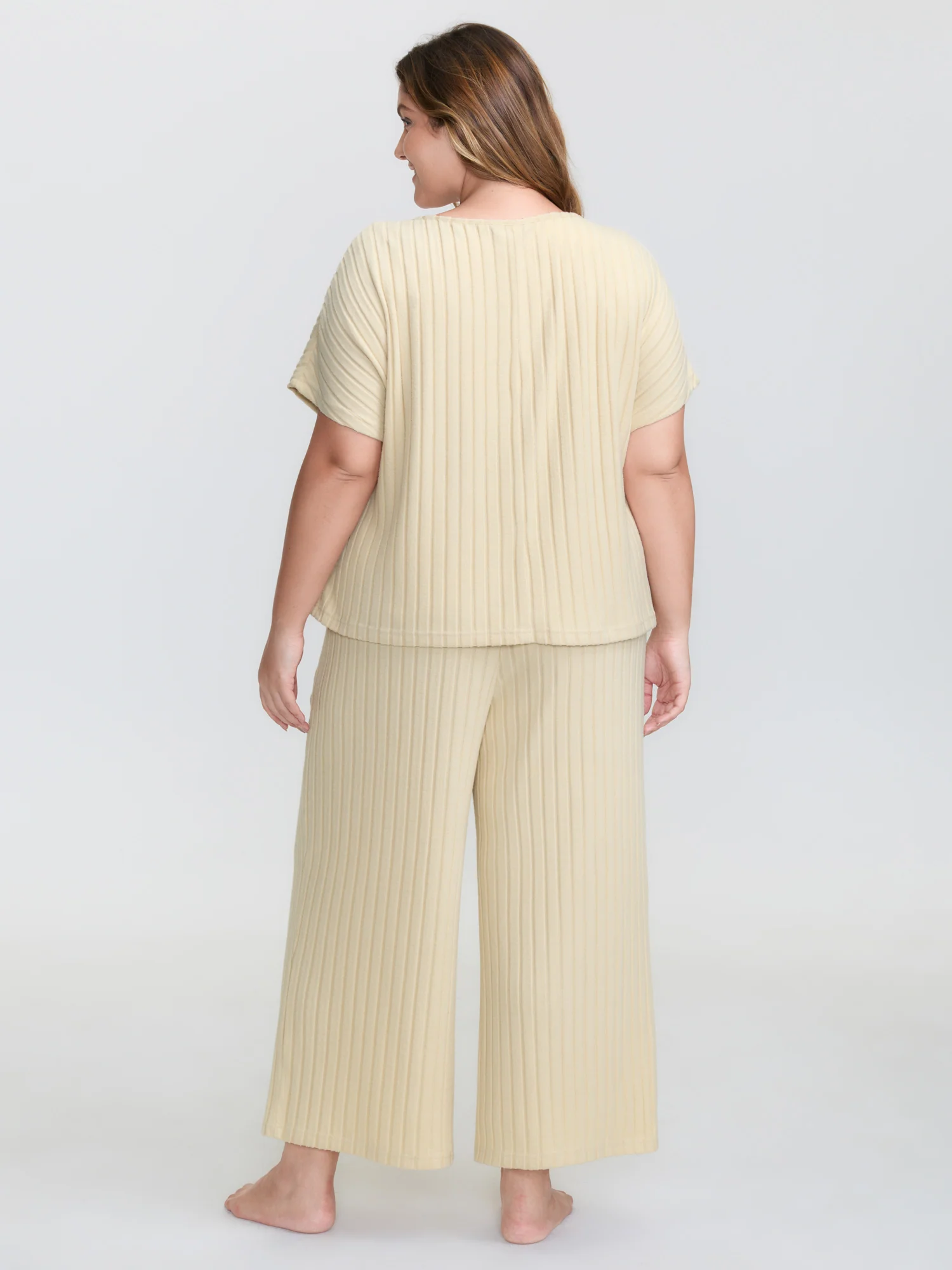 Stretchy Pit Strip Solid Loungewear Set - Image 47