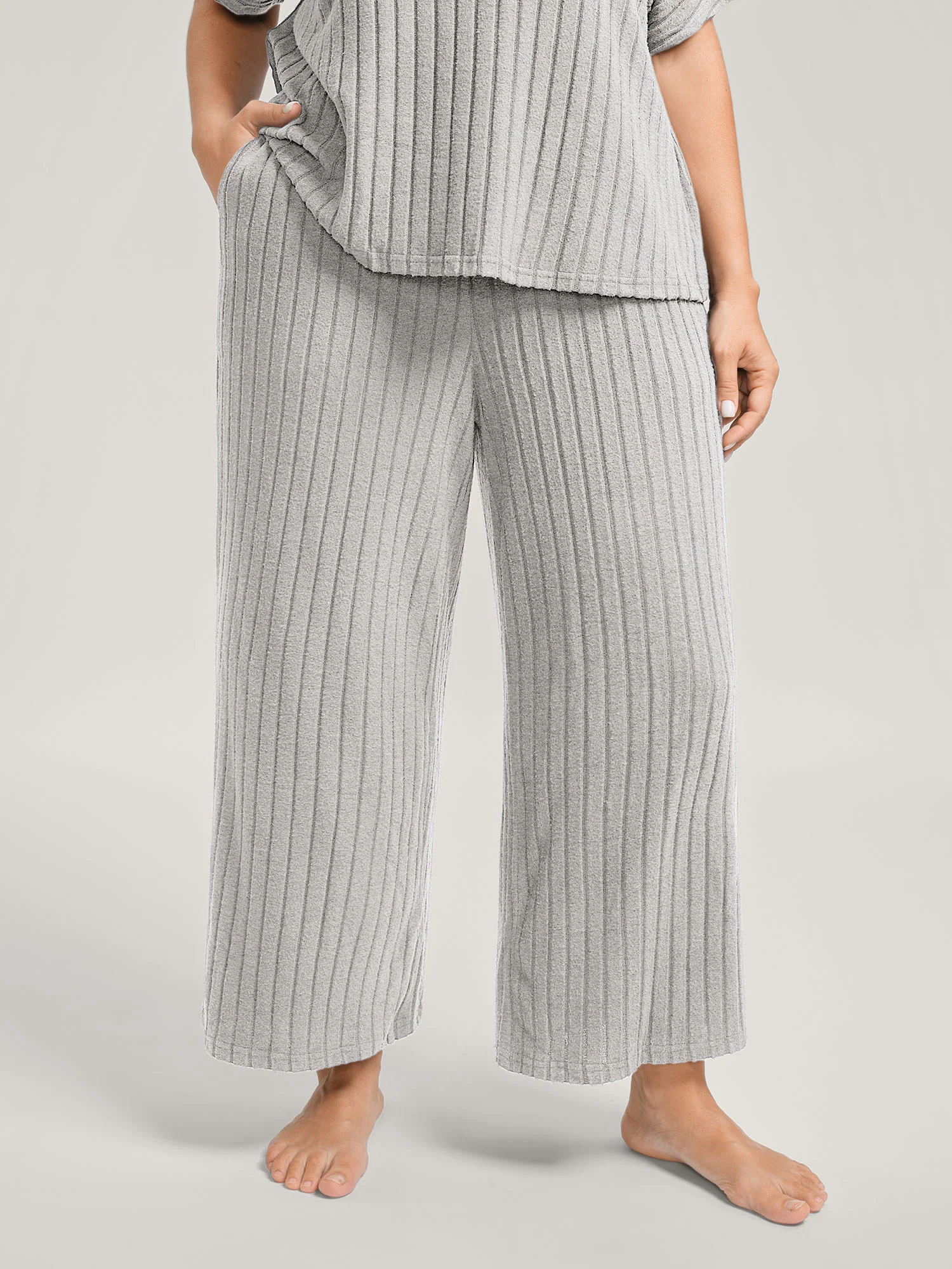 Stretchy Pit Strip Solid Loungewear Set - Image 51