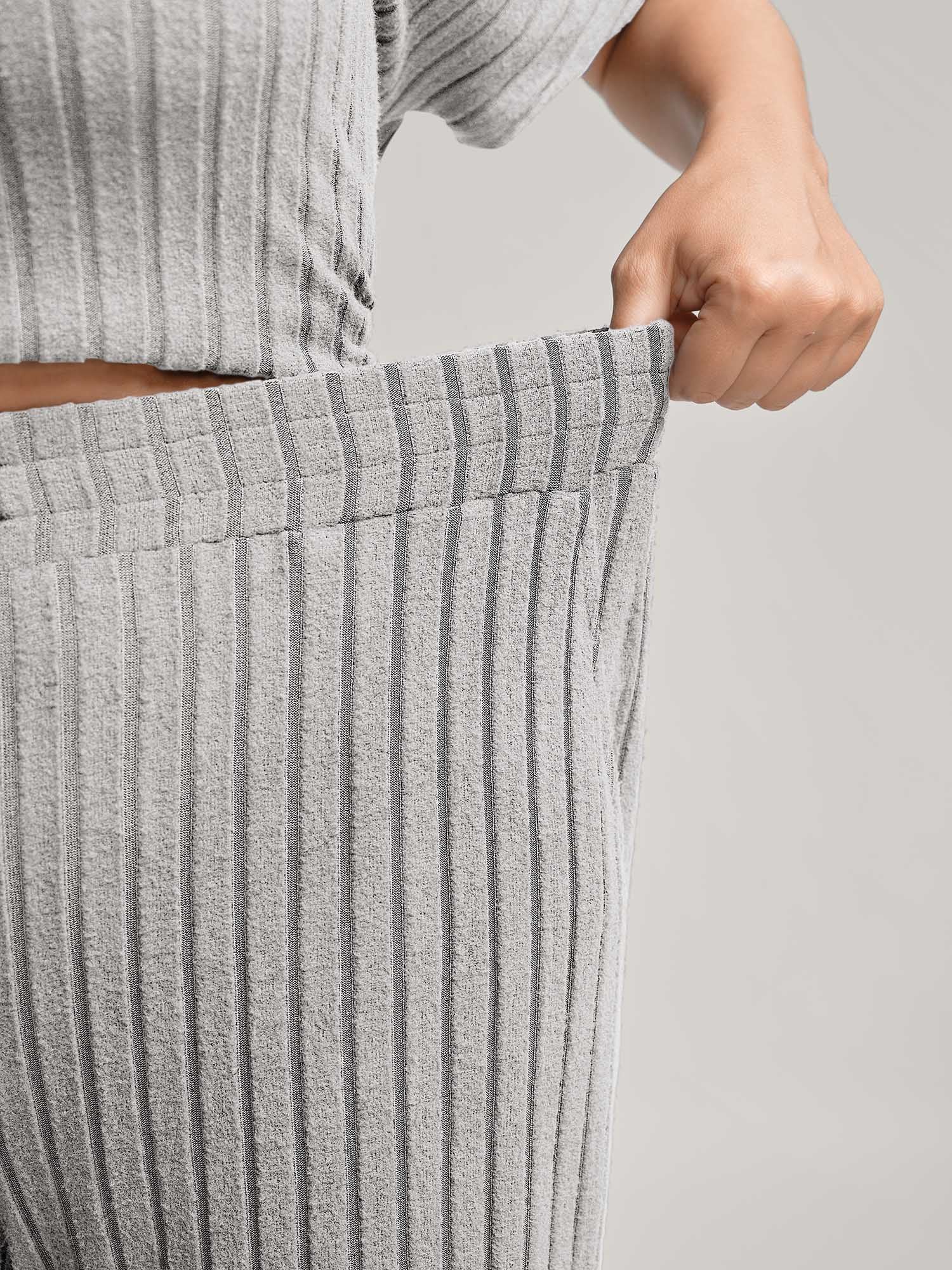 Stretchy Pit Strip Solid Loungewear Set - Image 52