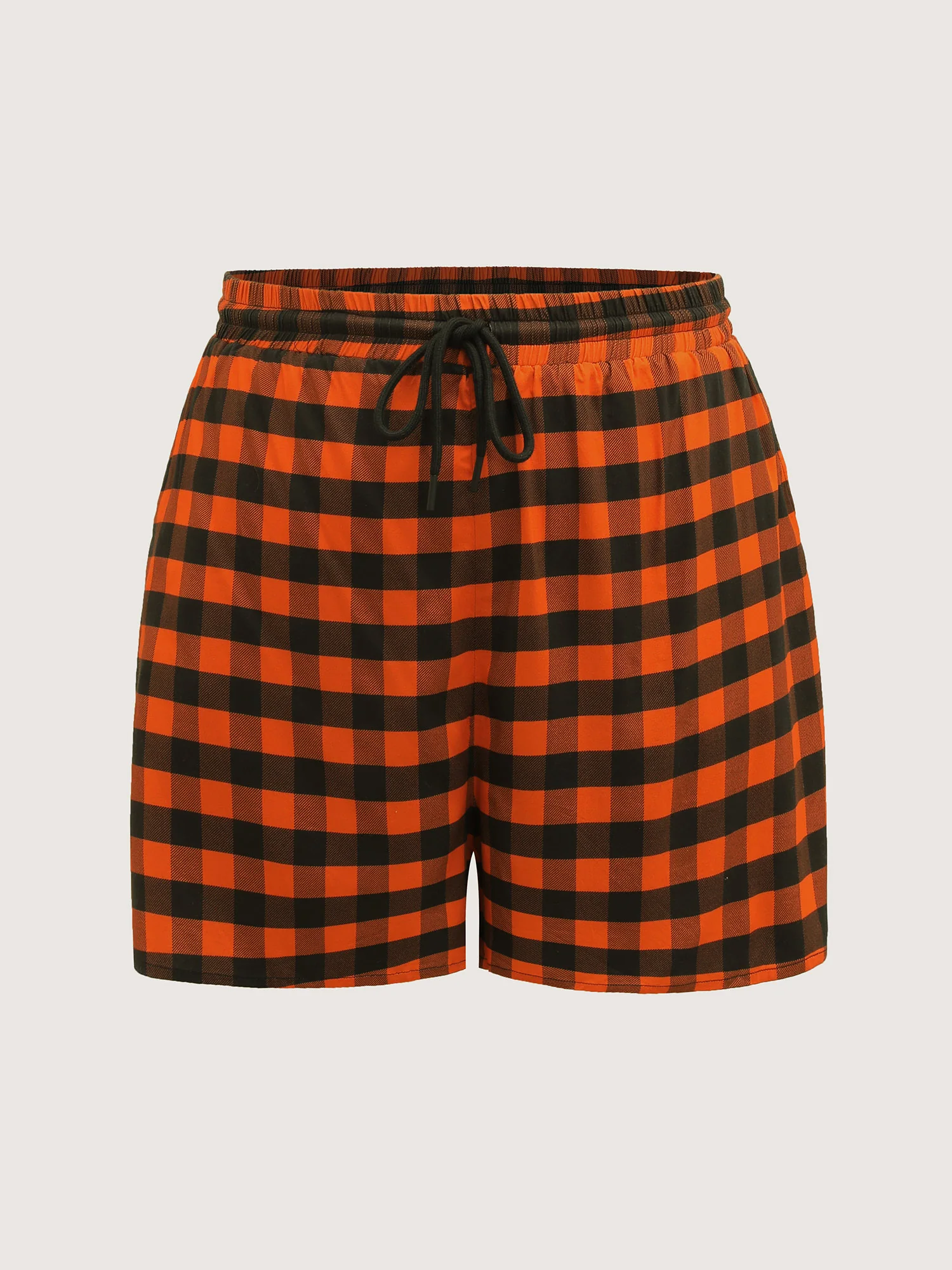 Stretchy Plaid Contrast Loungewear Set - Image 10