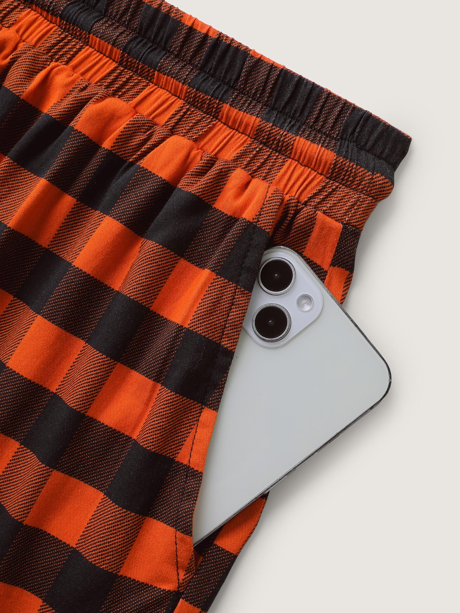 Stretchy Plaid Contrast Loungewear Set - Image 12