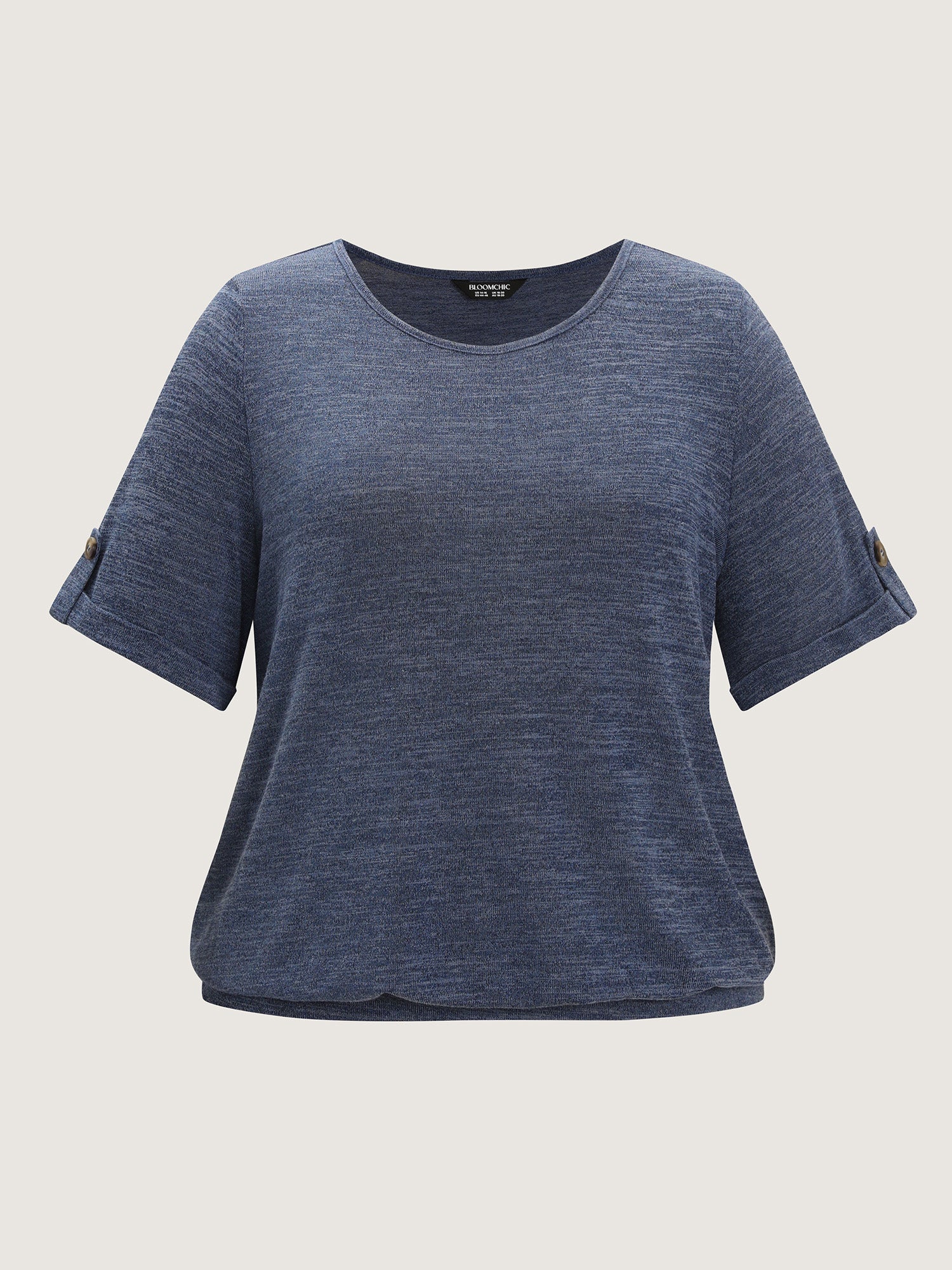 Stretchy Plain Folded Cuff Sleeve T-Shirt - Image 8