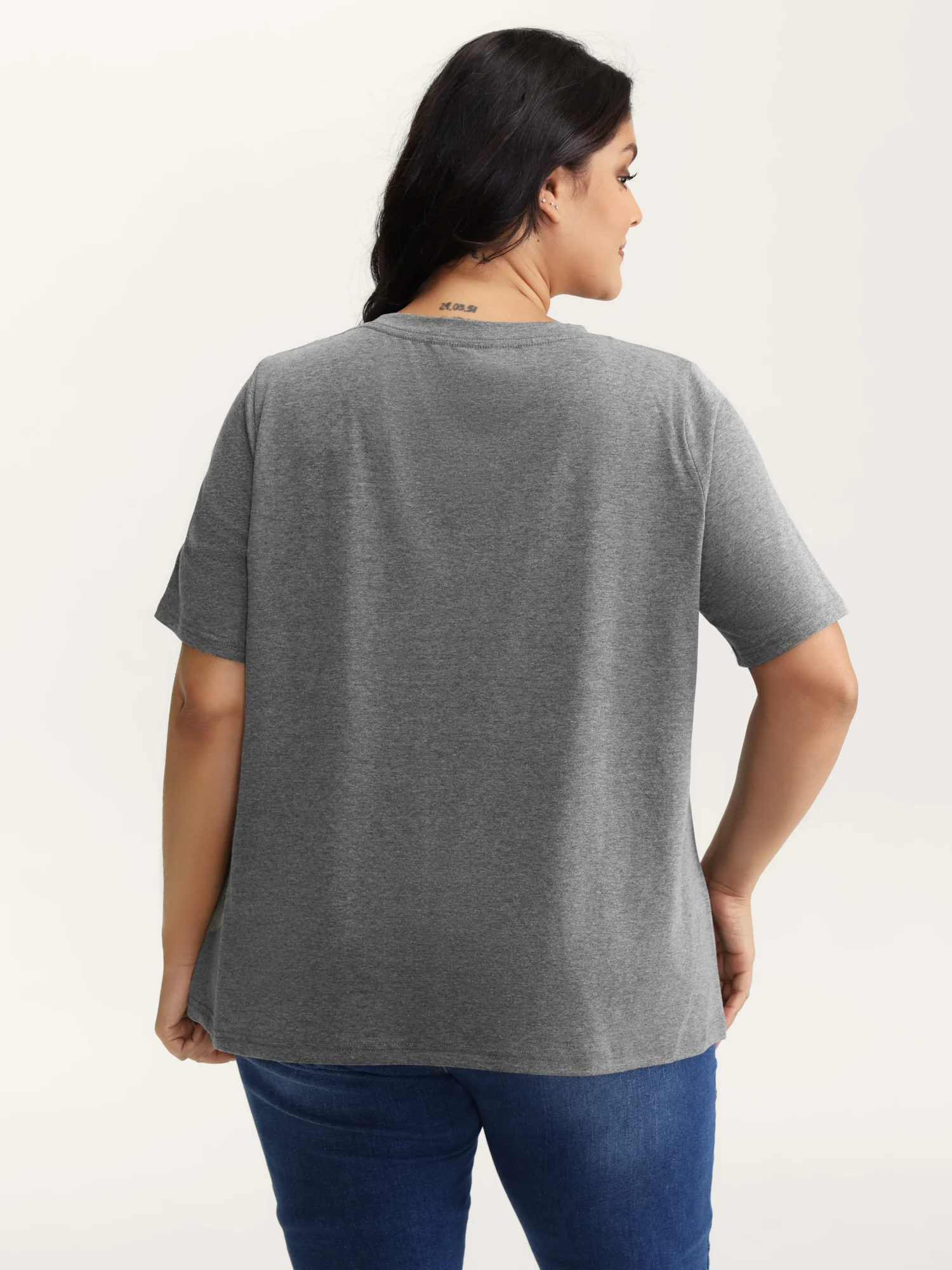 Stretchy Plain V-Neck T-Shirt - Image 16