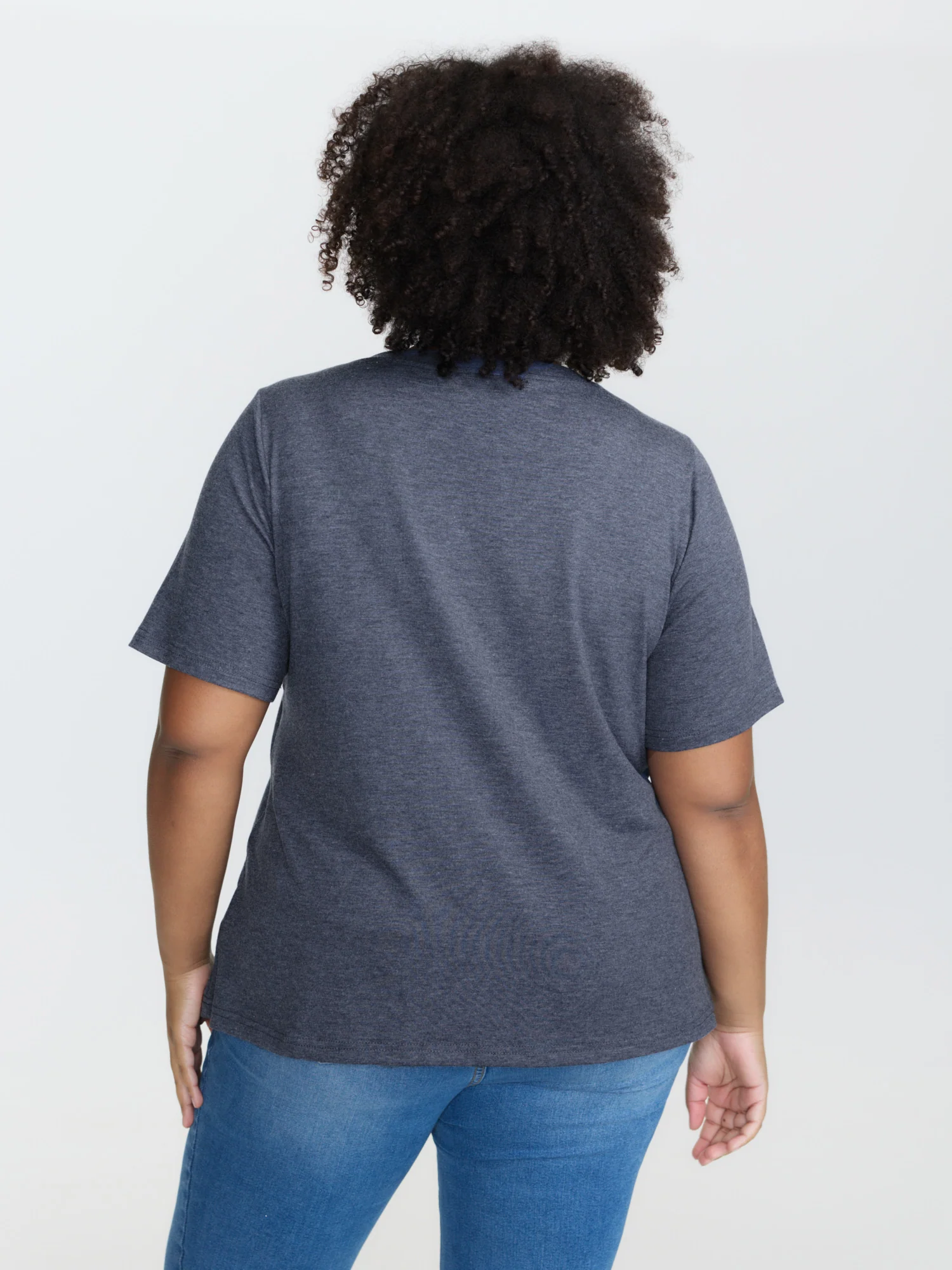 Stretchy Plain V-Neck T-Shirt - Image 8