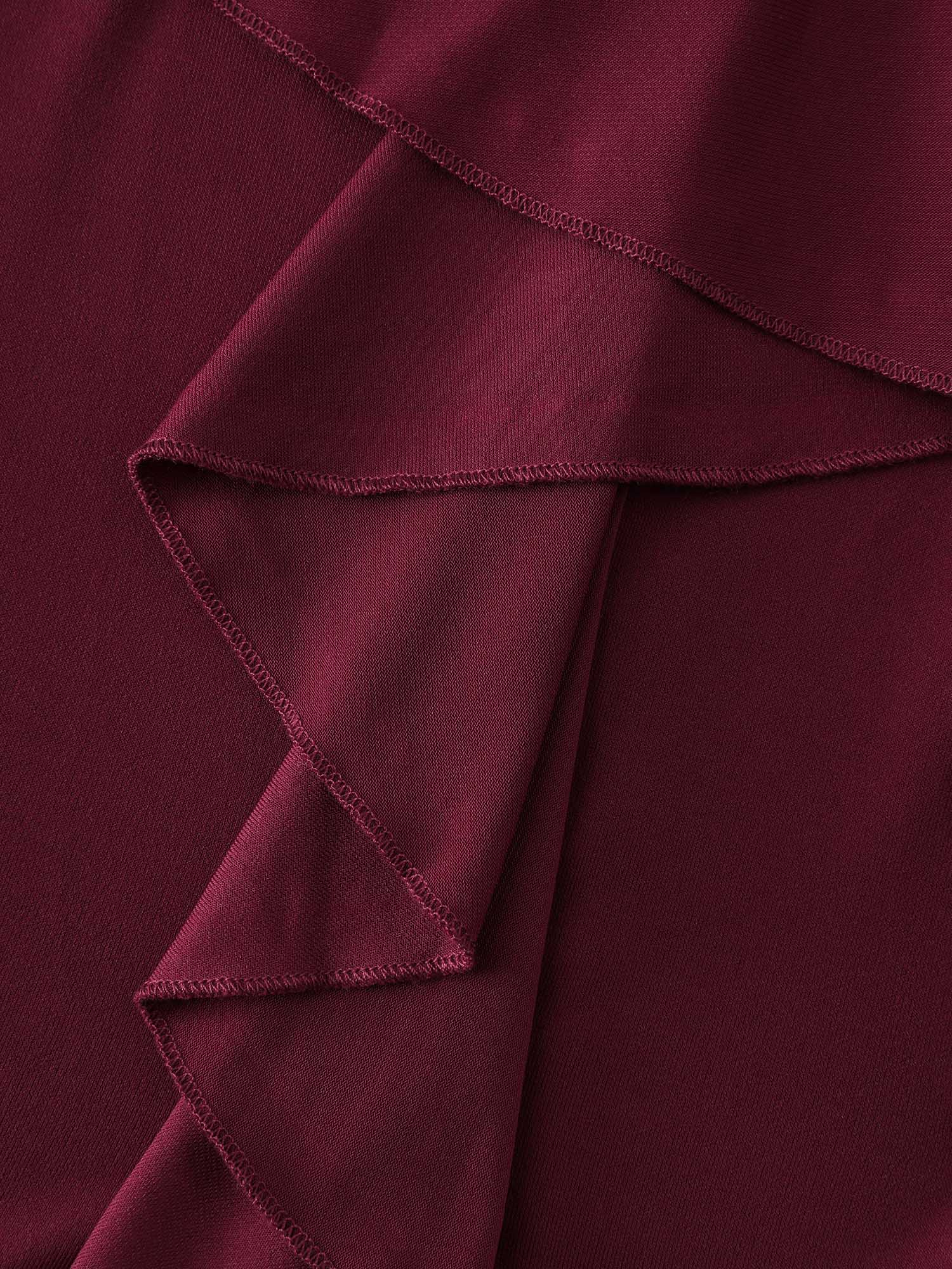 Stretchy Pleated Ruffed Hem Bodycon Fit Midi Dress - Image 5