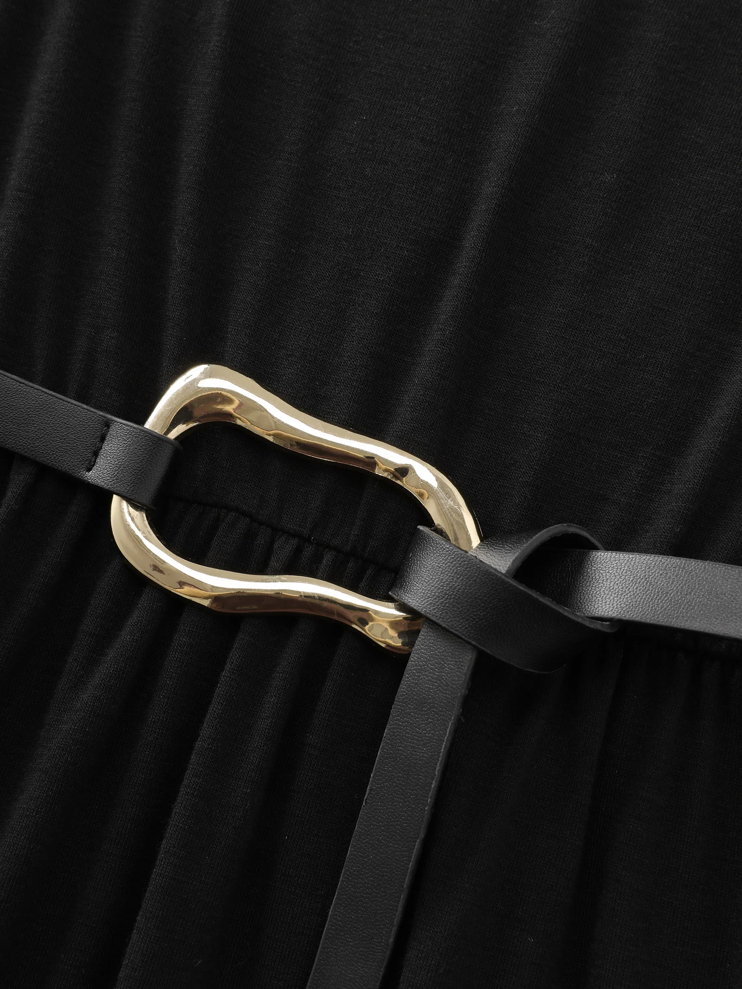 Stretchy Pleated Waist-Tie Midi Dress - Image 7