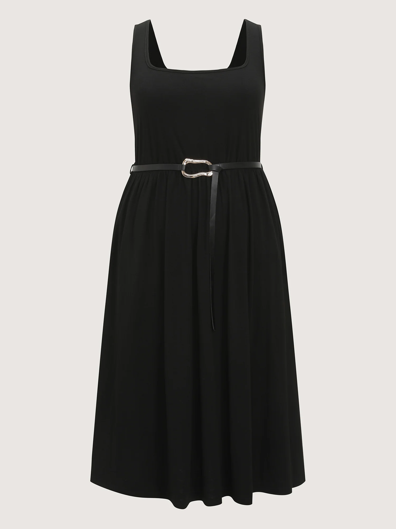 Stretchy Pleated Waist-Tie Midi Dress - Image 9