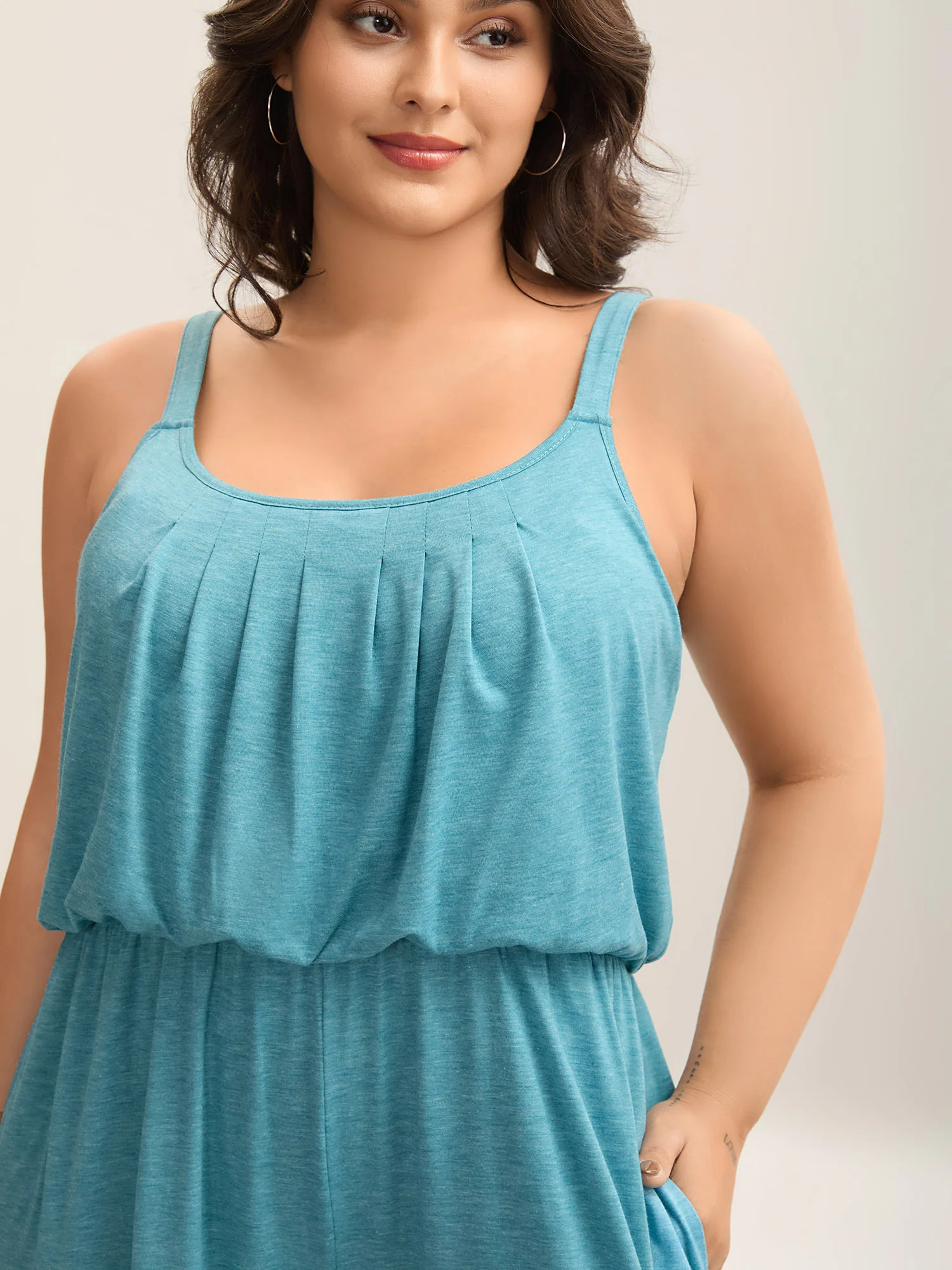 Stretchy Pockets Adjustable Straps Jumpsuit - Image 3