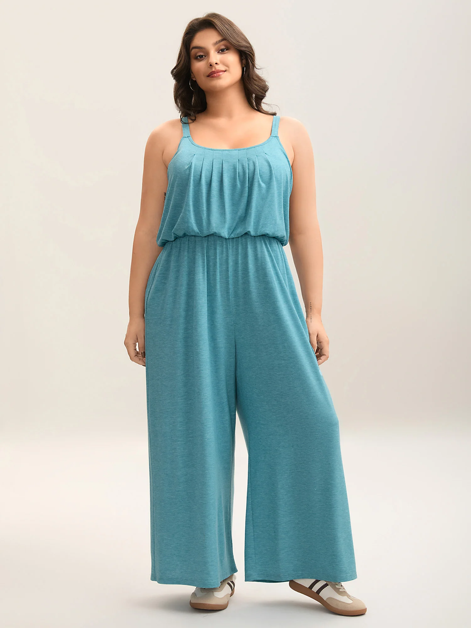 Stretchy Pockets Adjustable Straps Jumpsuit - Image 4