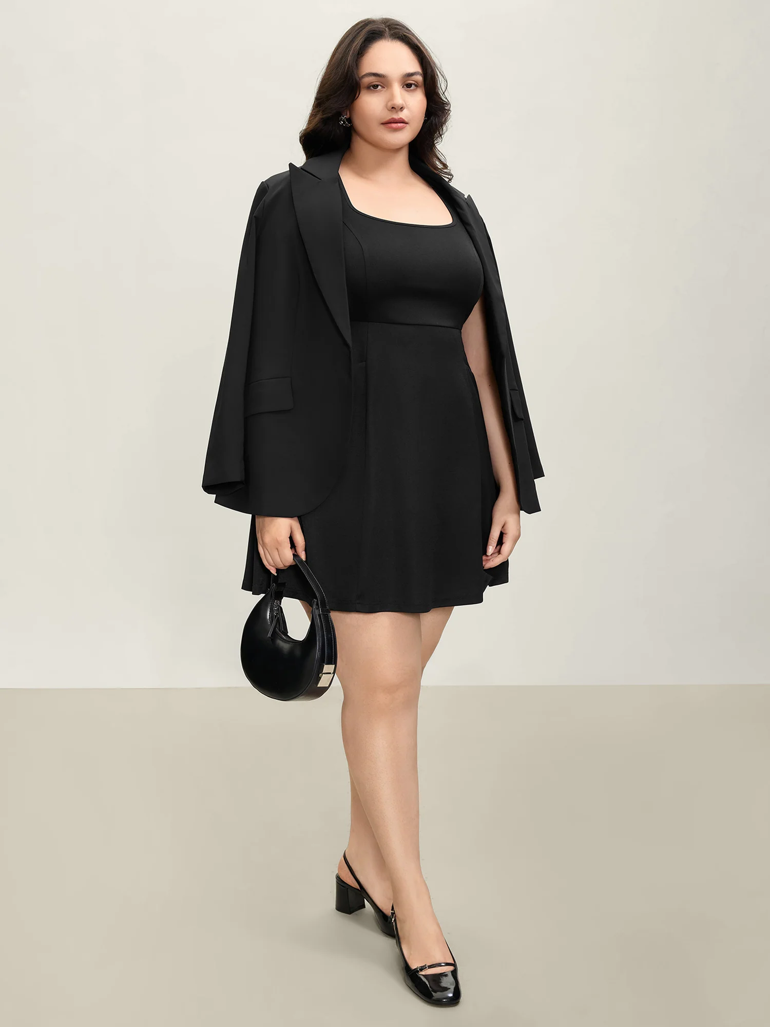 Stretchy Pockets Cinched-Waist Flared Midi Dress - Image 2