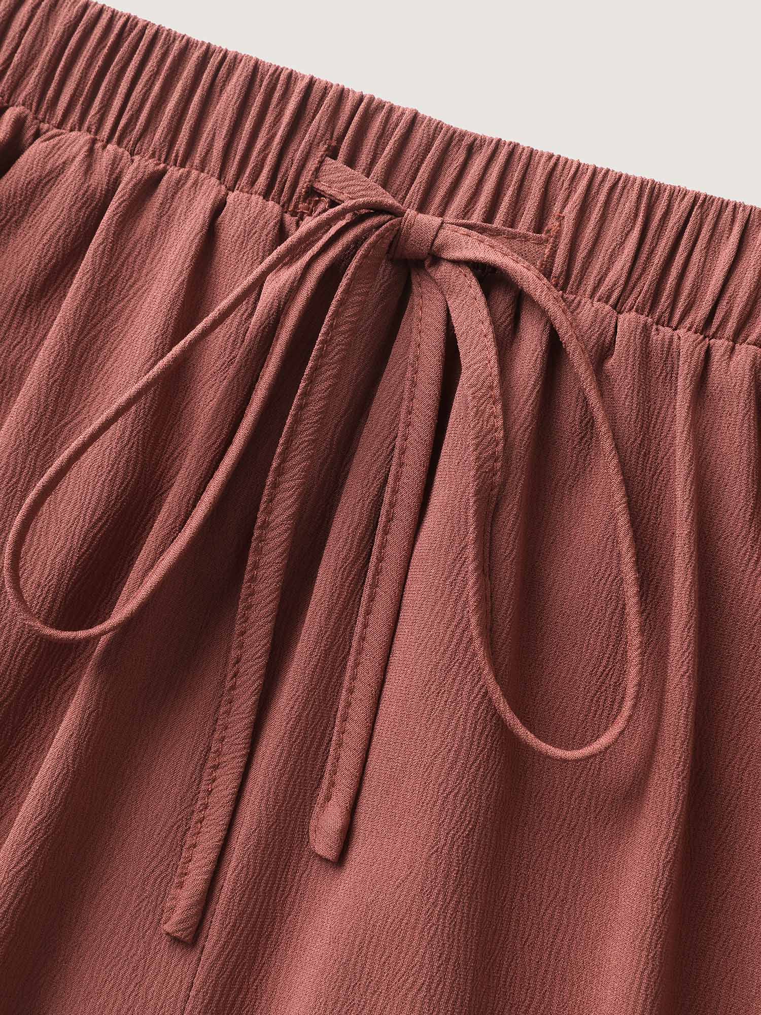 Stretchy Pockets Waist-Tie Straight Pants - Image 5