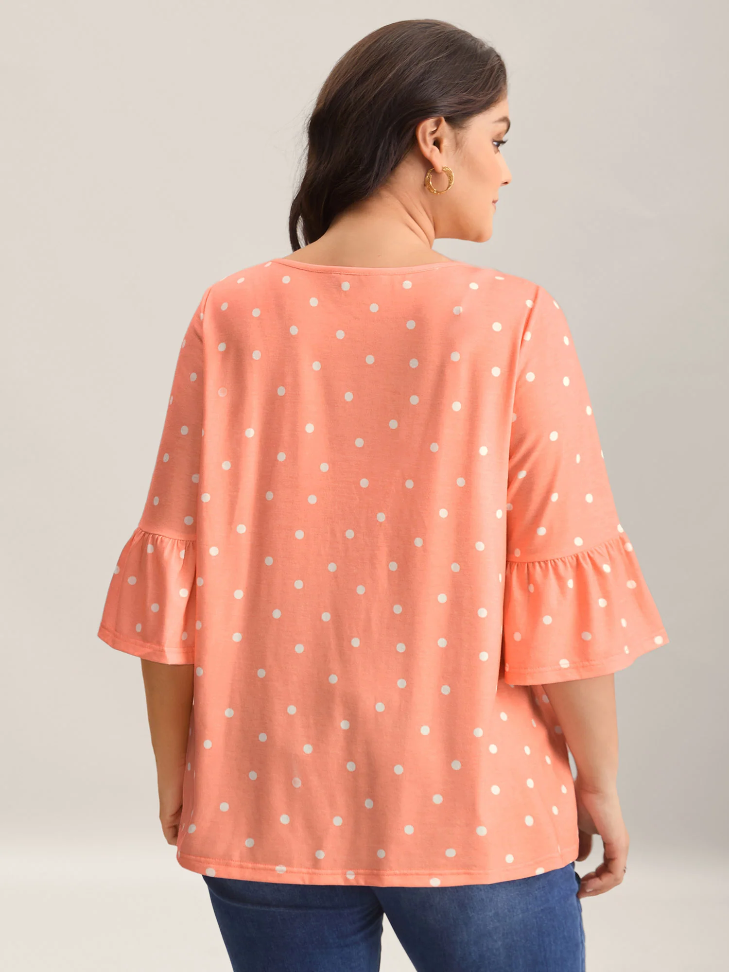Stretchy Polka Dots Heather Pleated Top - Image 2