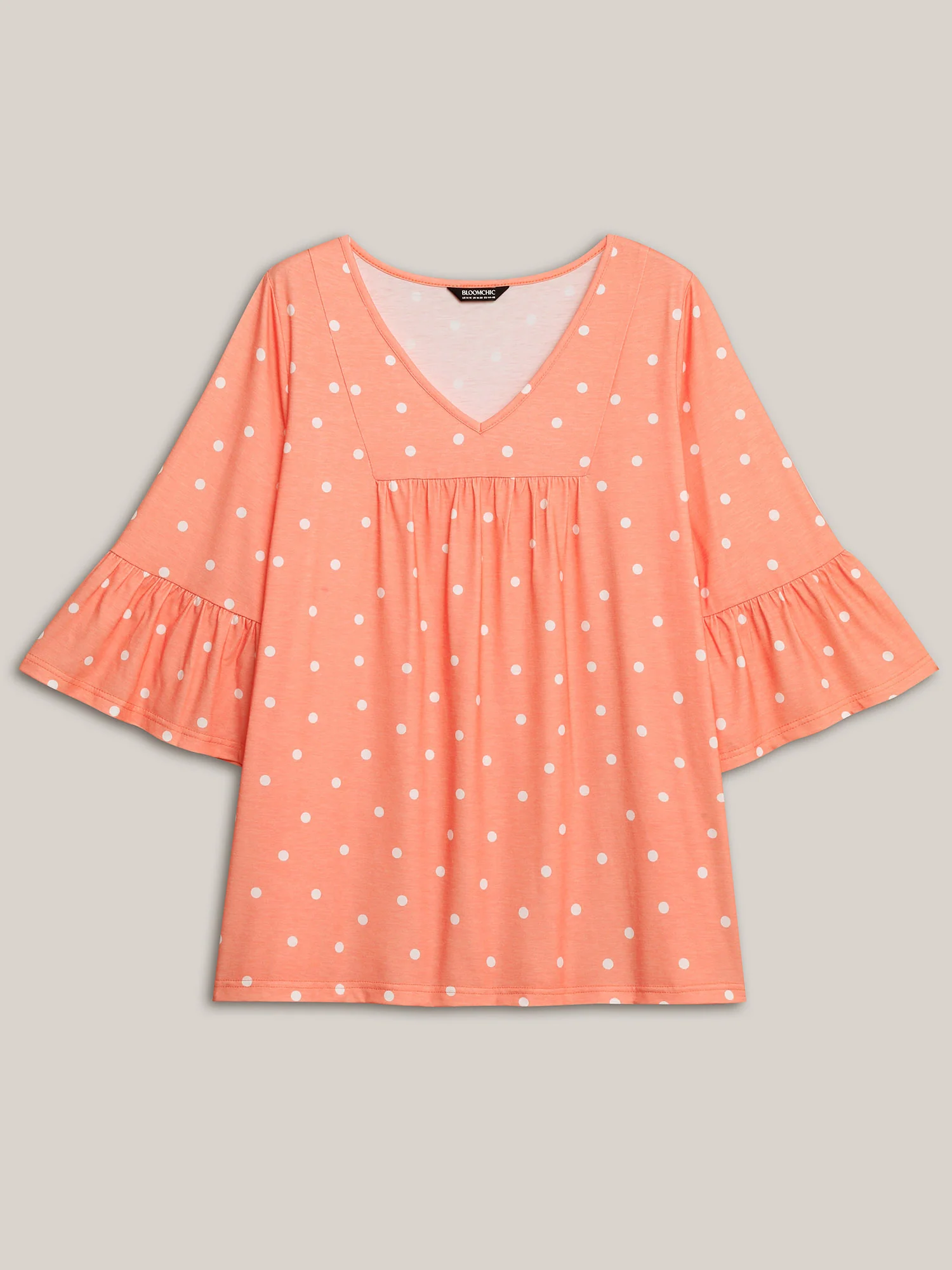 Stretchy Polka Dots Heather Pleated Top - Image 7