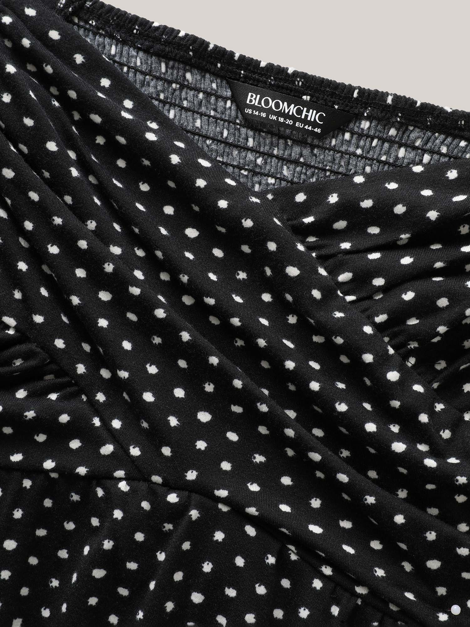 Stretchy Polka Dots Shirred Tank Top - Image 6
