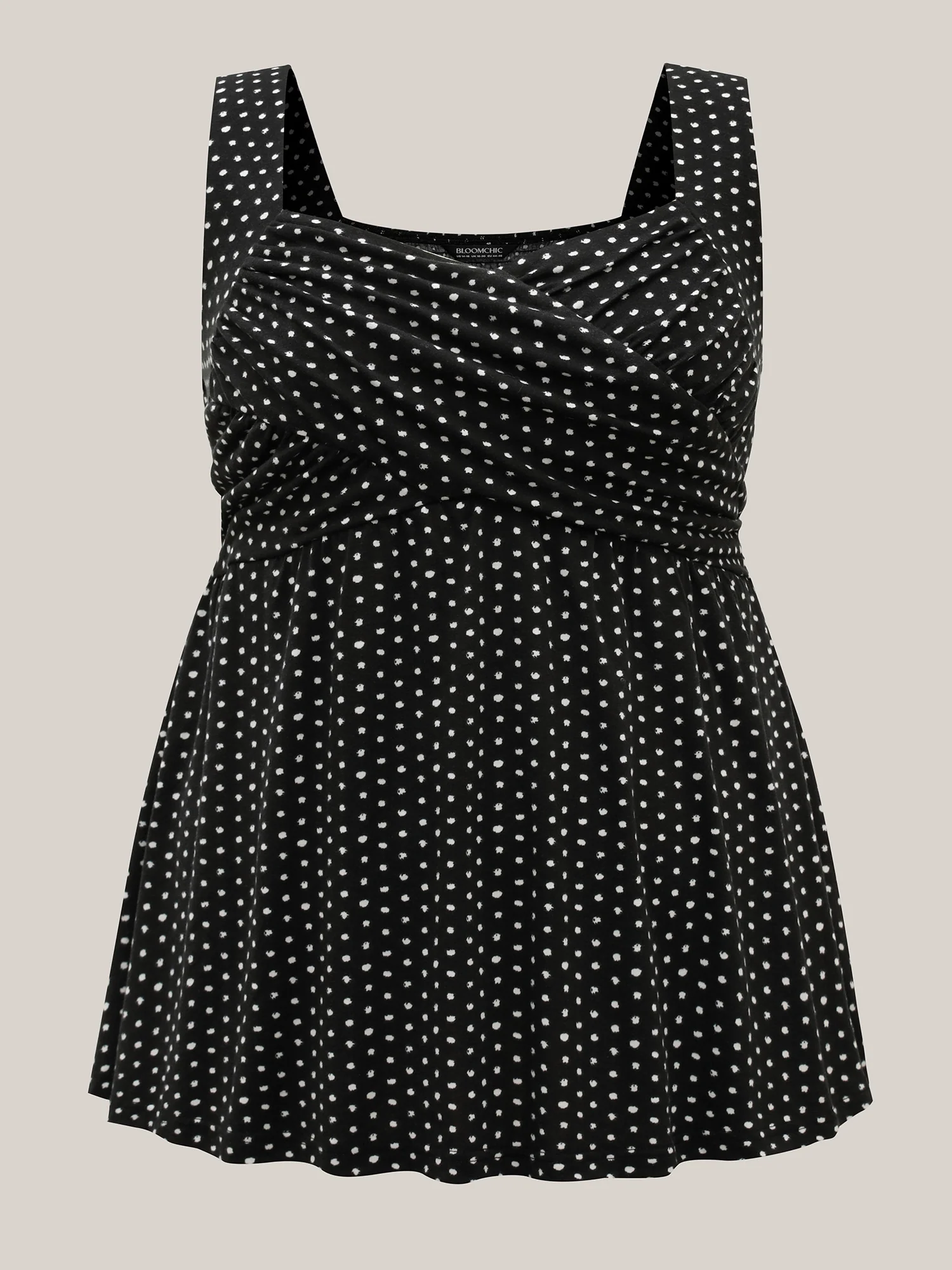 Stretchy Polka Dots Shirred Tank Top - Image 8