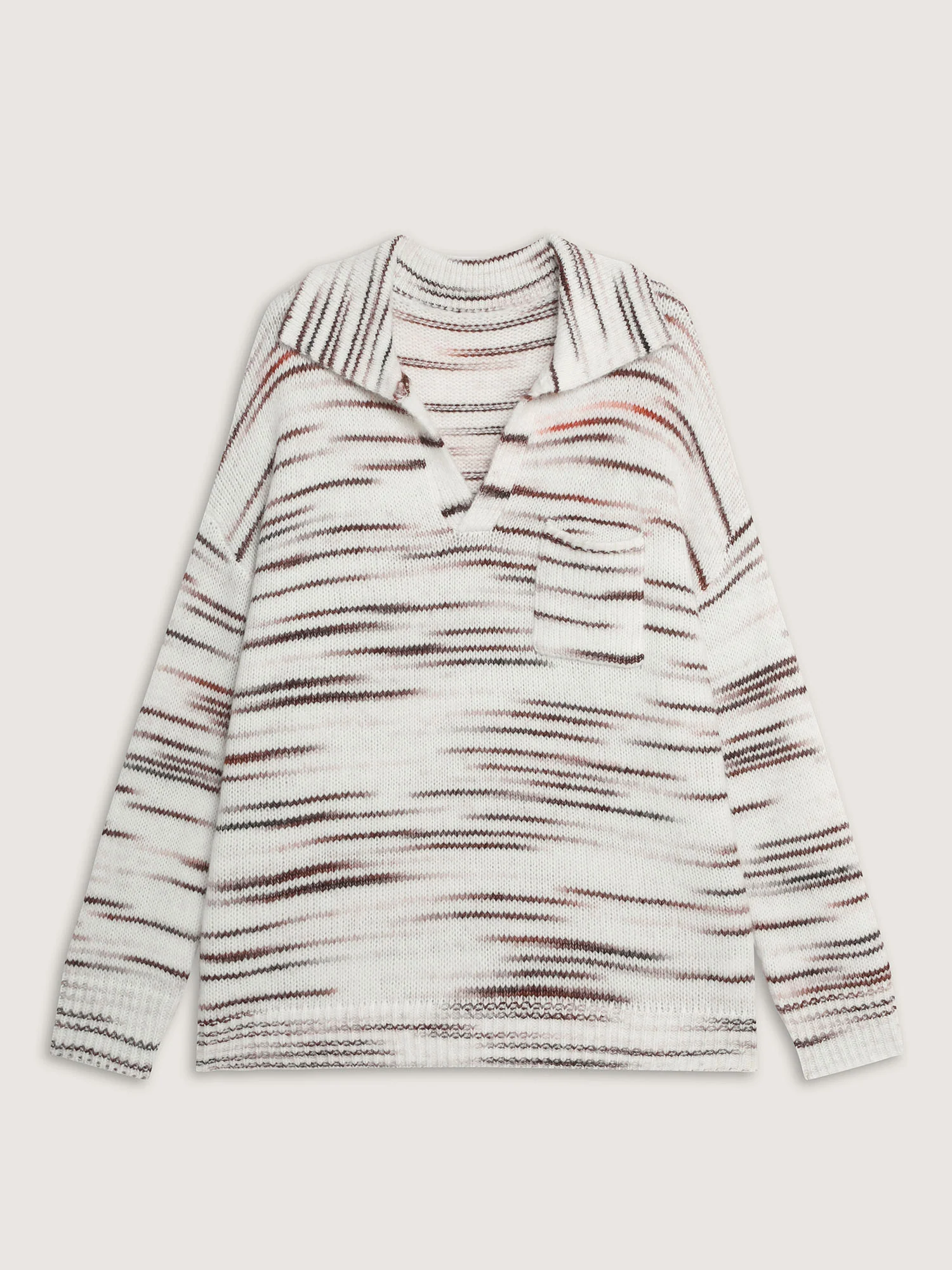 Stretchy Polo Collar Patch Pocket Pullover - Image 7
