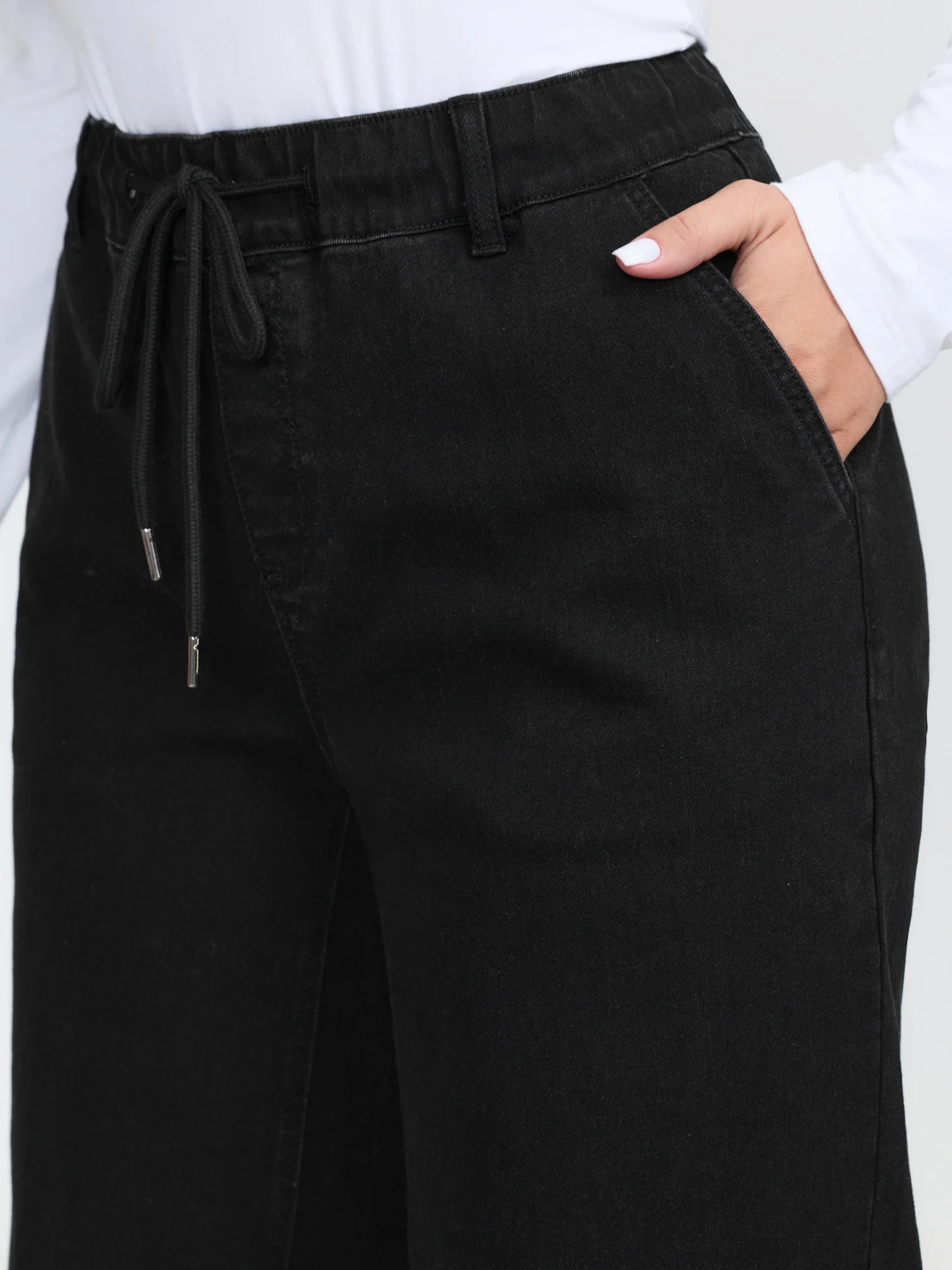 Pull-On Stretchy Waist Wide-Leg Jeans - Image 3