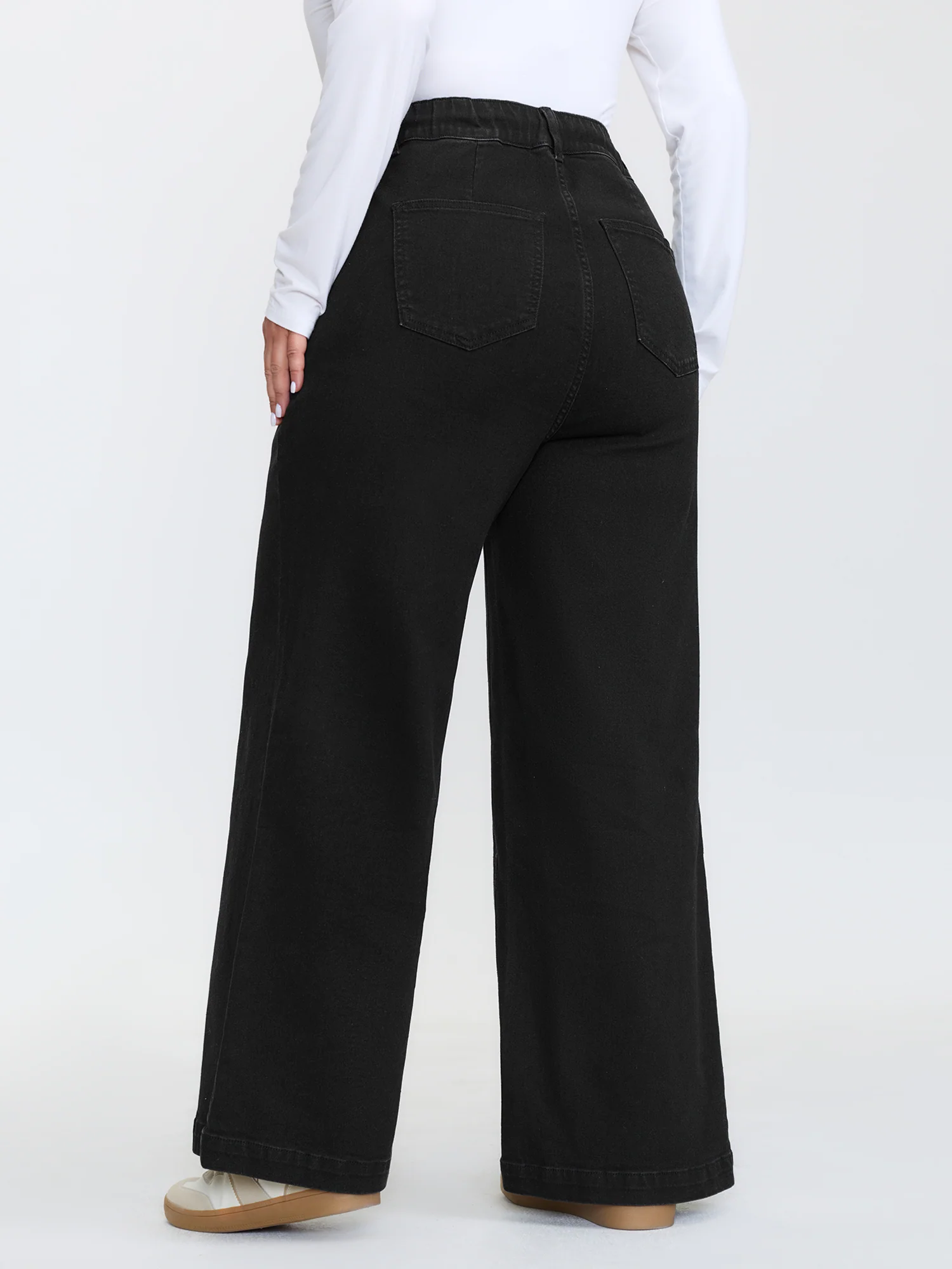 Pull-On Stretchy Waist Wide-Leg Jeans - Image 5
