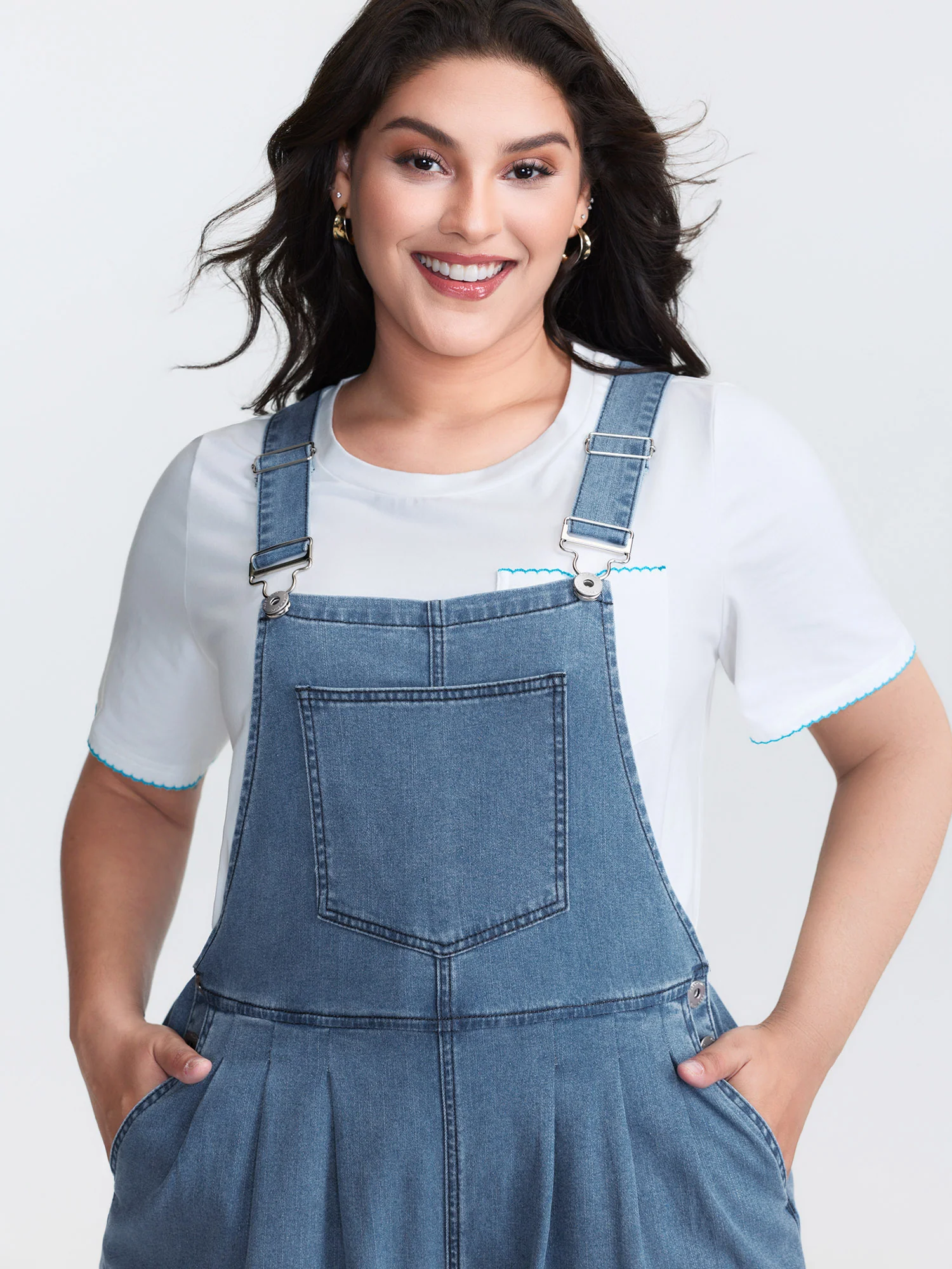 Stretchy Relaxed-Fit Overall Wide-Leg Jumpsuit - Image 2