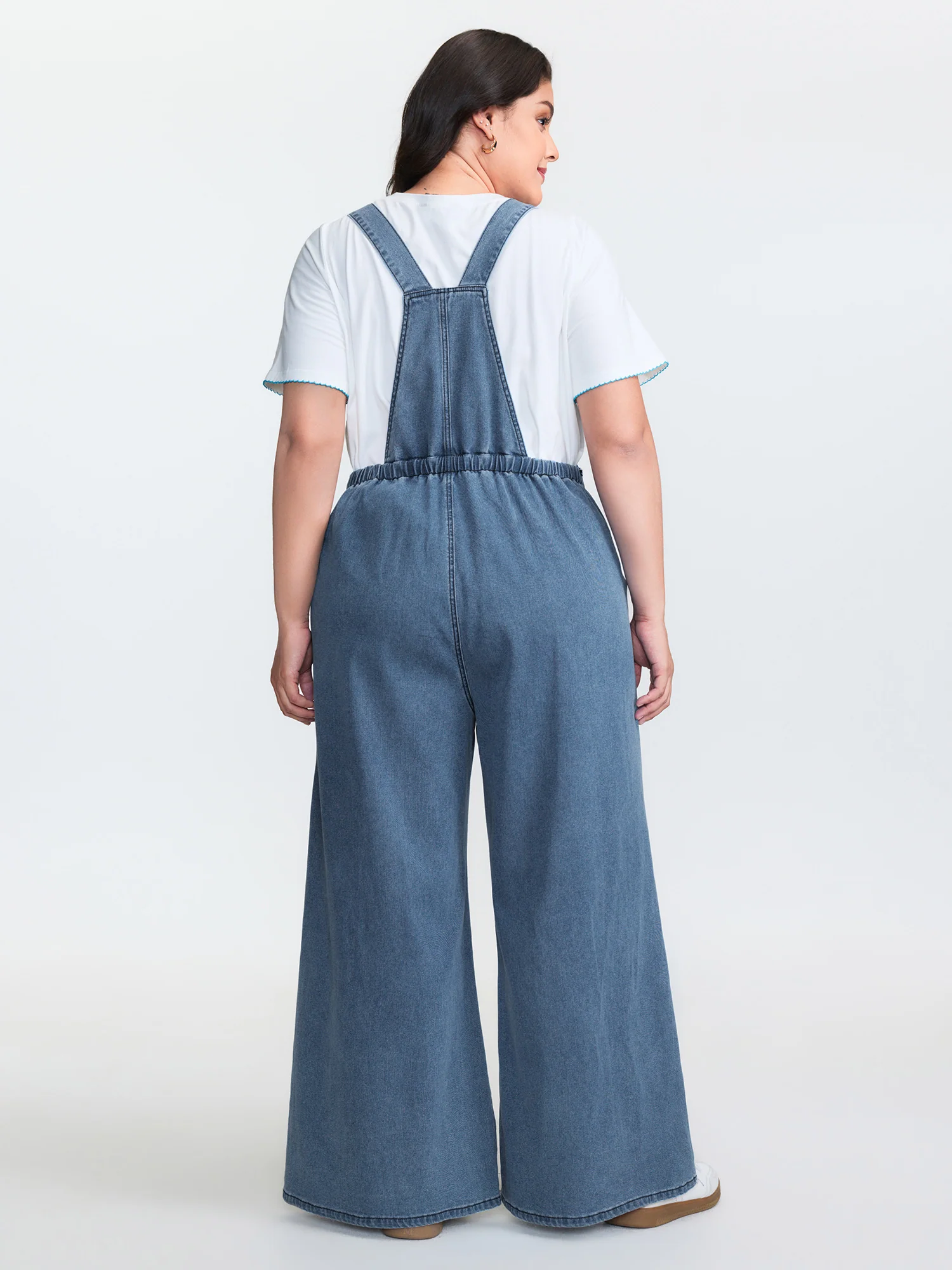 Stretchy Relaxed-Fit Overall Wide-Leg Jumpsuit - Image 5