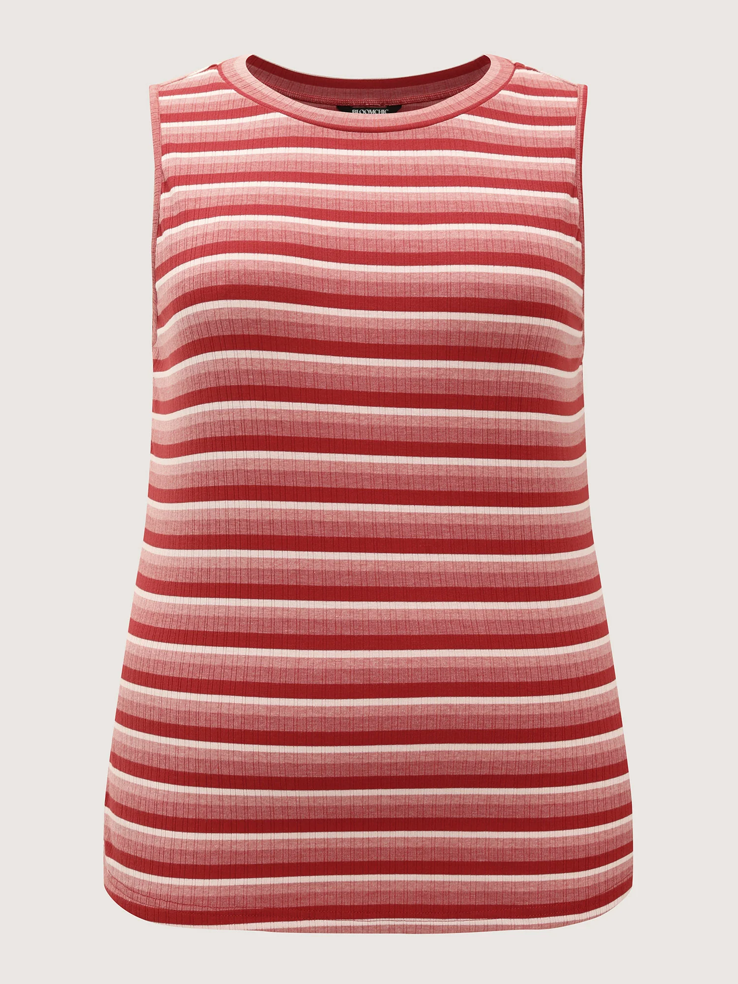 Stretchy Ribbed Crew Neckline Fitted Tank Top - Image 7