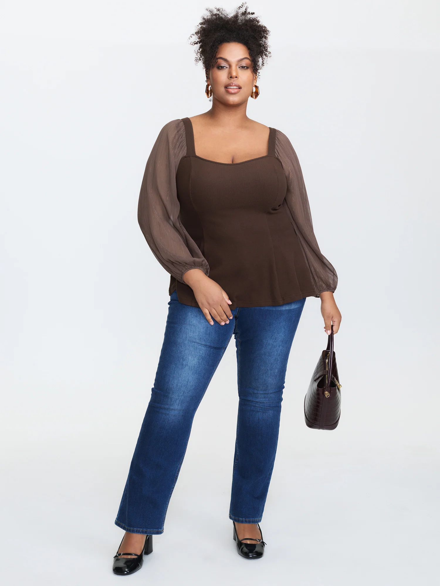 Stretchy Ribbed Luxe Back-Tie Knit Top - Image 2