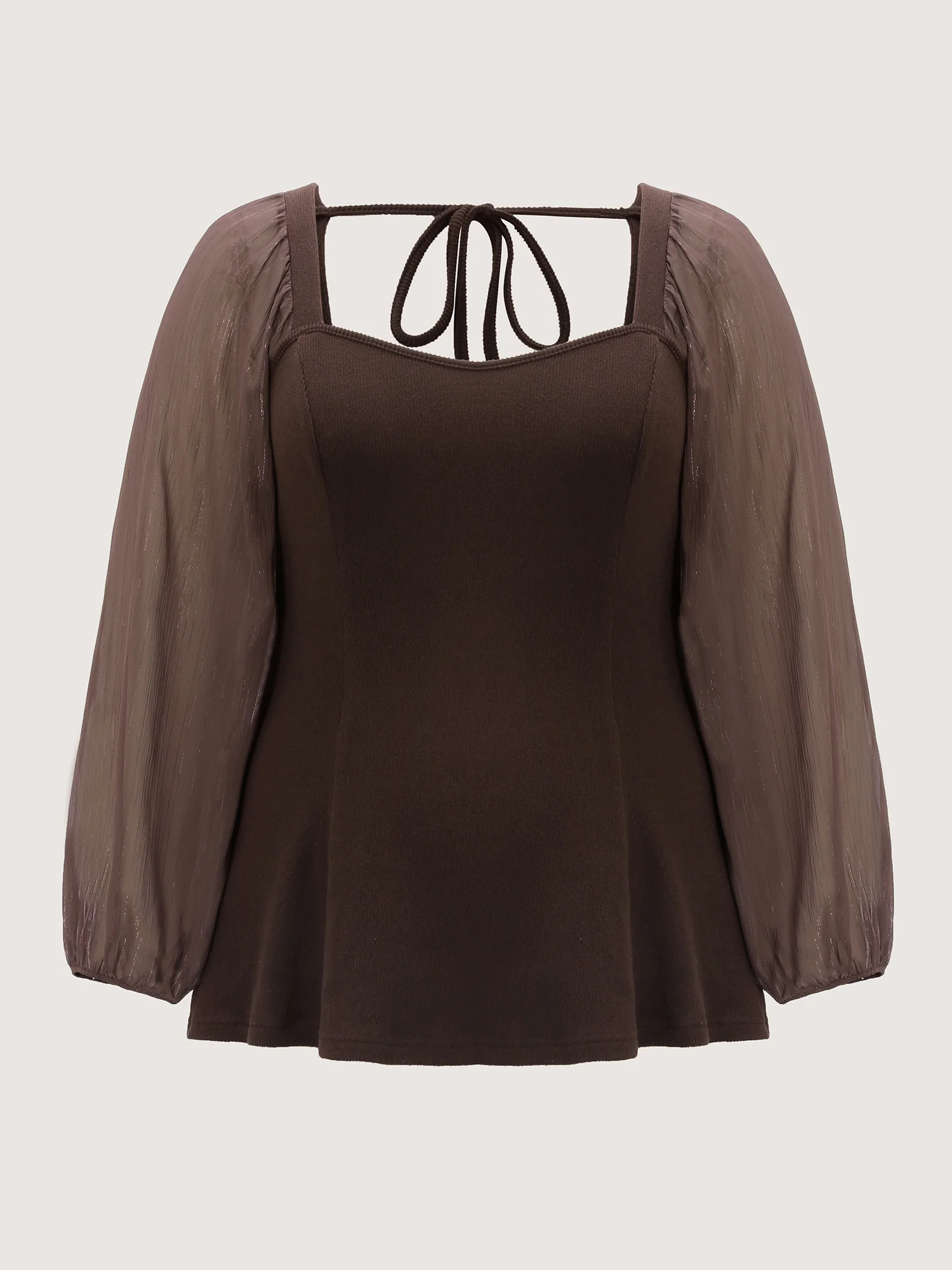 Stretchy Ribbed Luxe Back-Tie Knit Top - Image 7