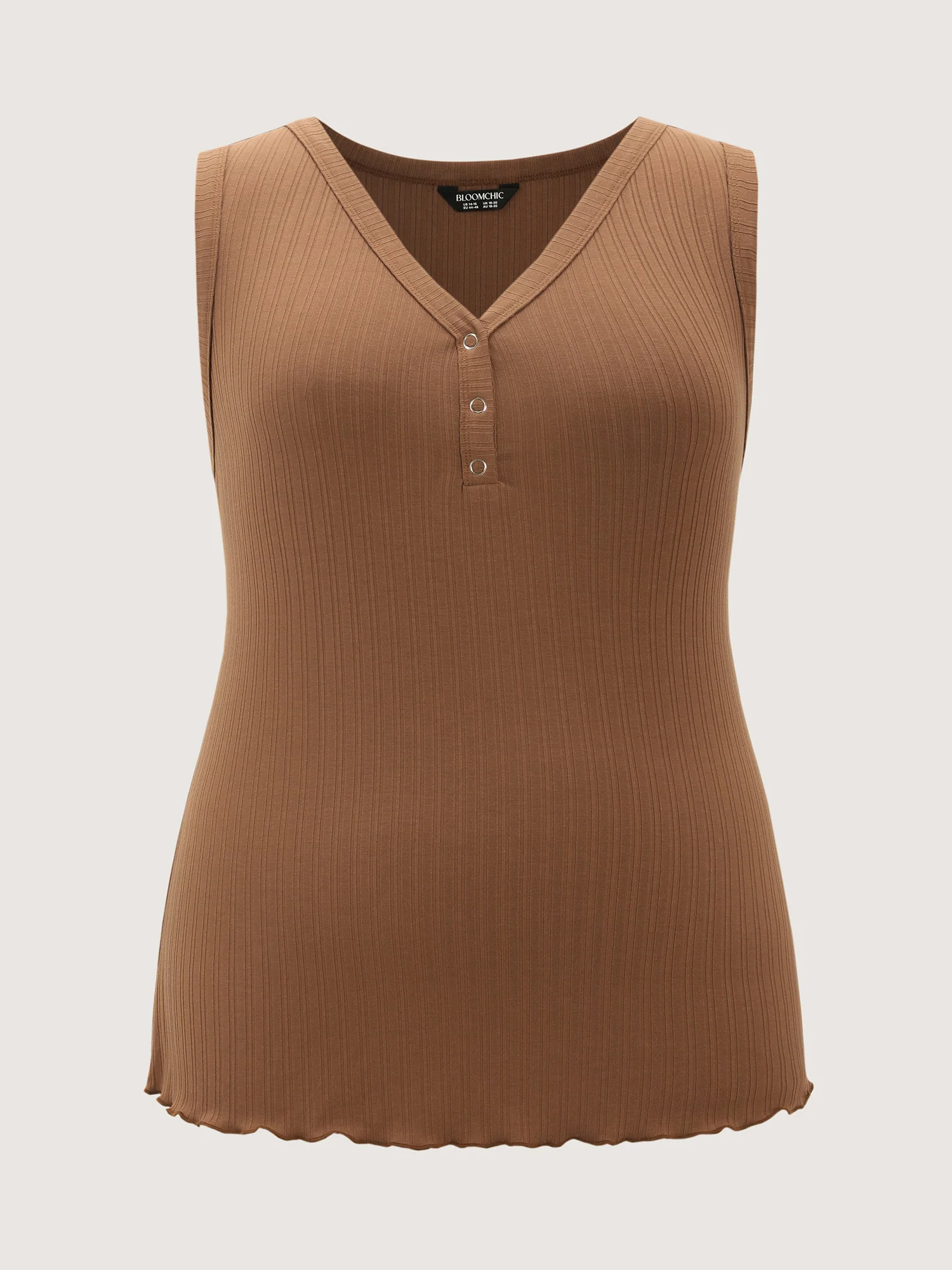 Stretchy Ribbed V-Neck Fitted Tank Top - Image 7