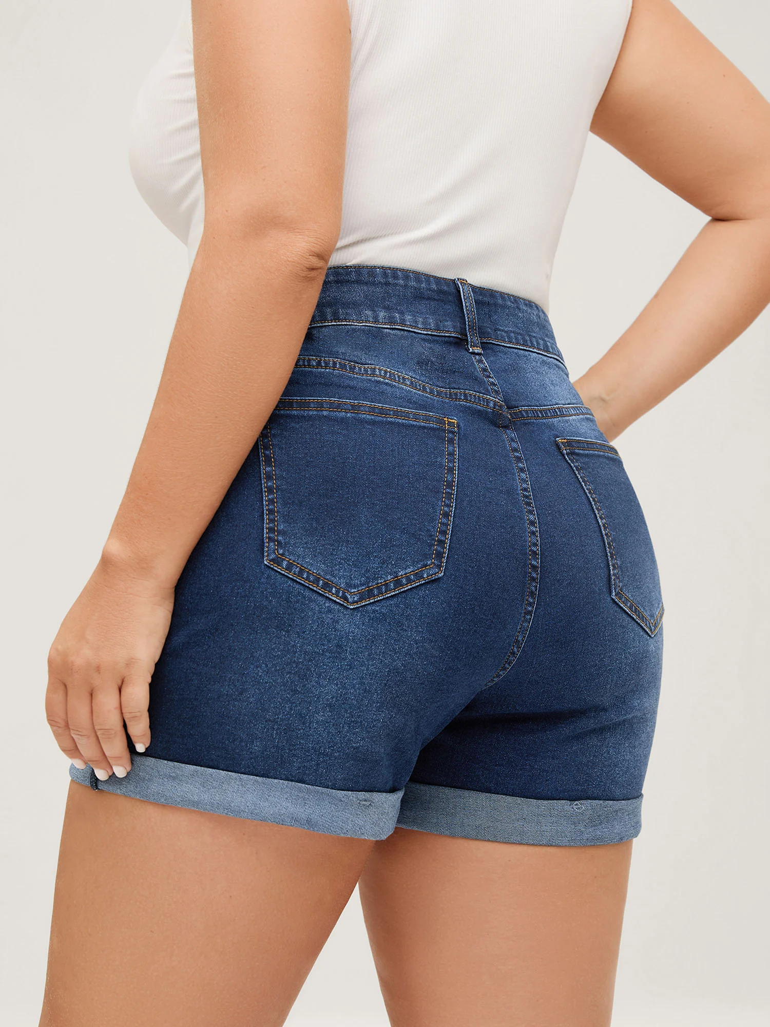 Stretchy Ripped Skinny Fit Denim Shorts - Image 3