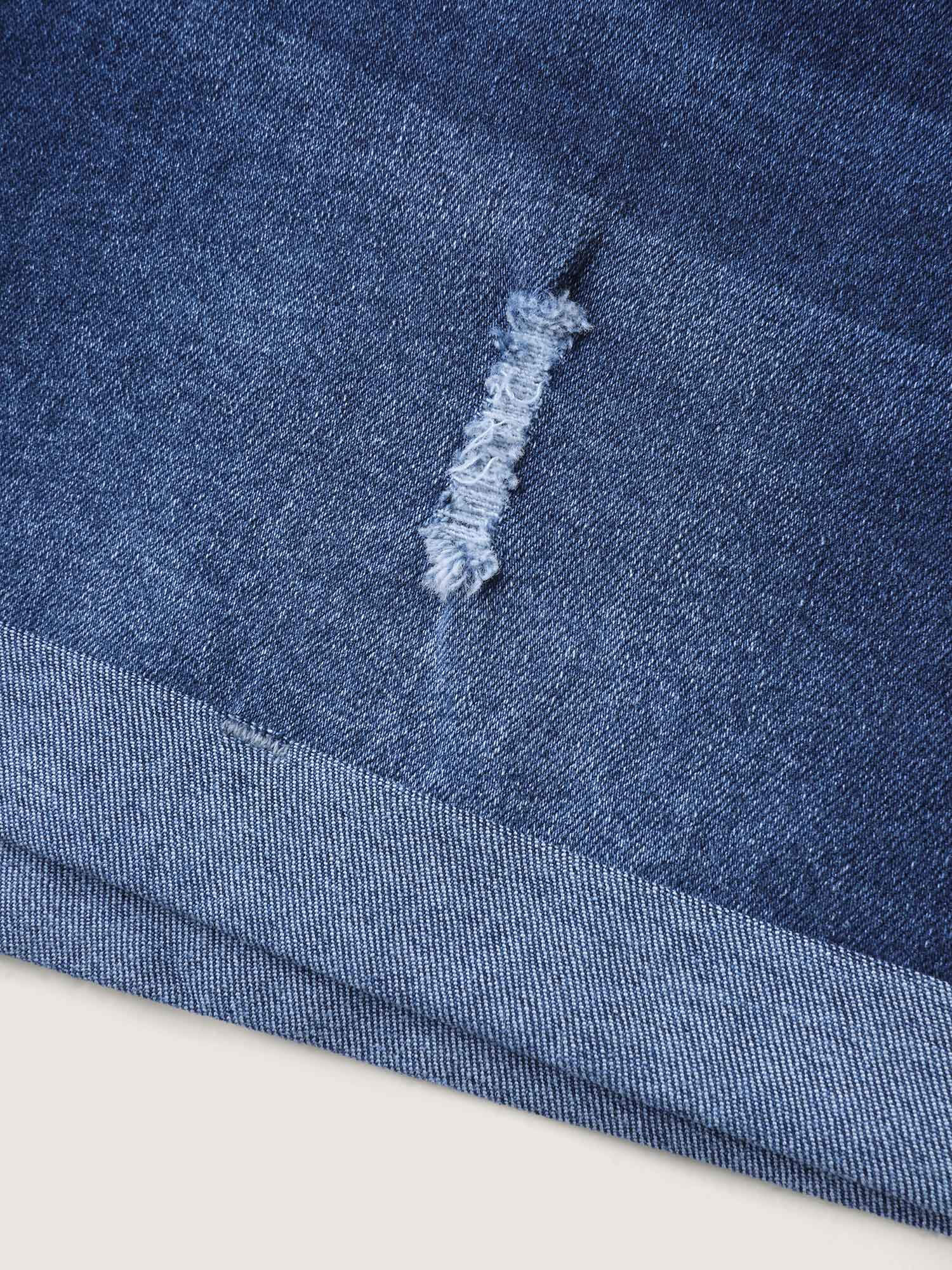Stretchy Ripped Skinny Fit Denim Shorts - Image 7