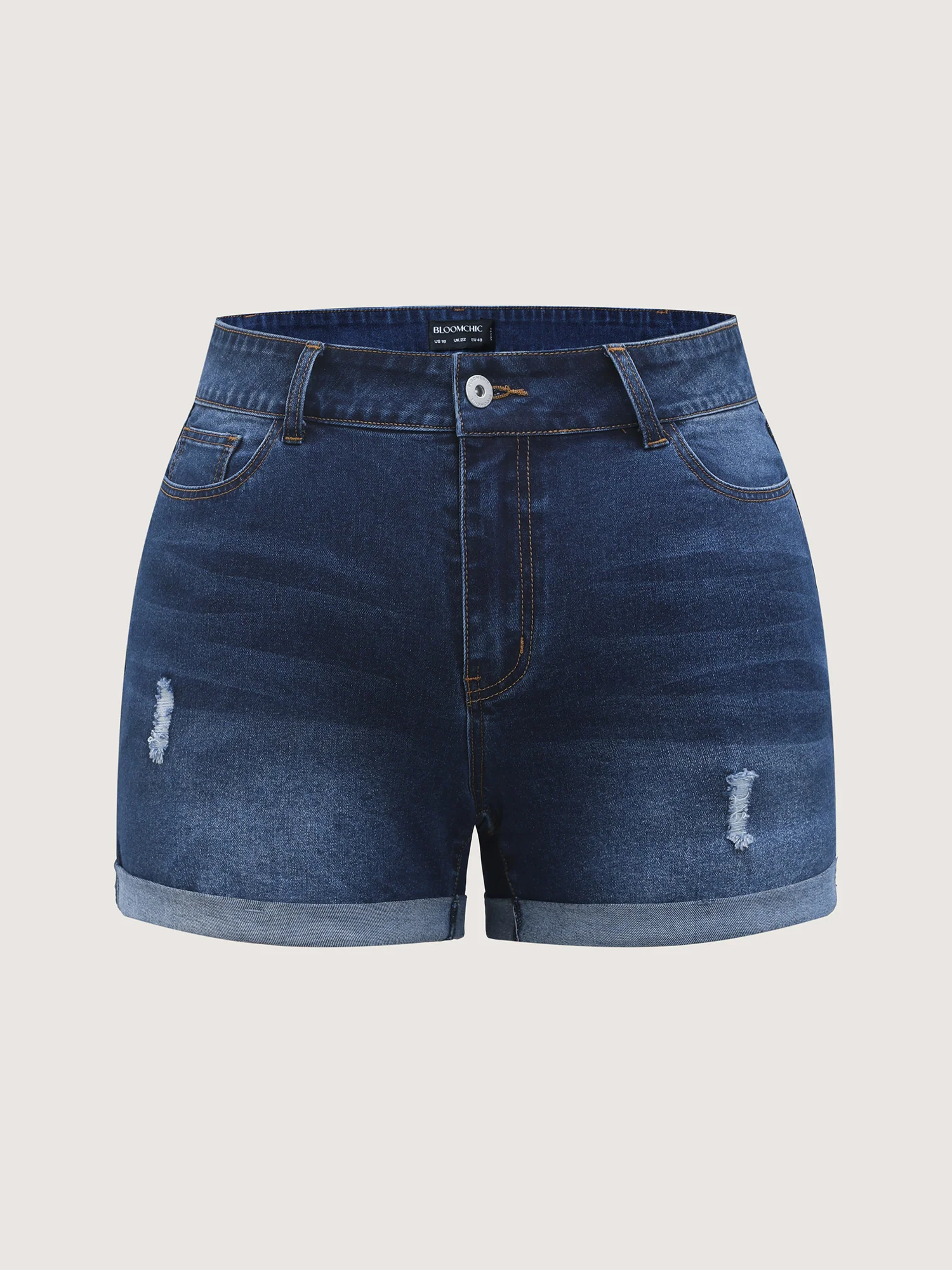 Stretchy Ripped Skinny Fit Denim Shorts - Image 8