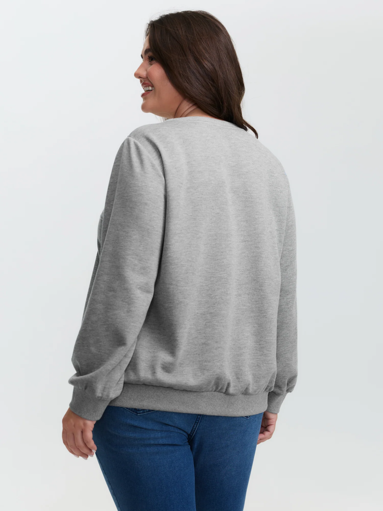 Stretchy Rivet Detail Round Neck Sweatshirt - Image 4