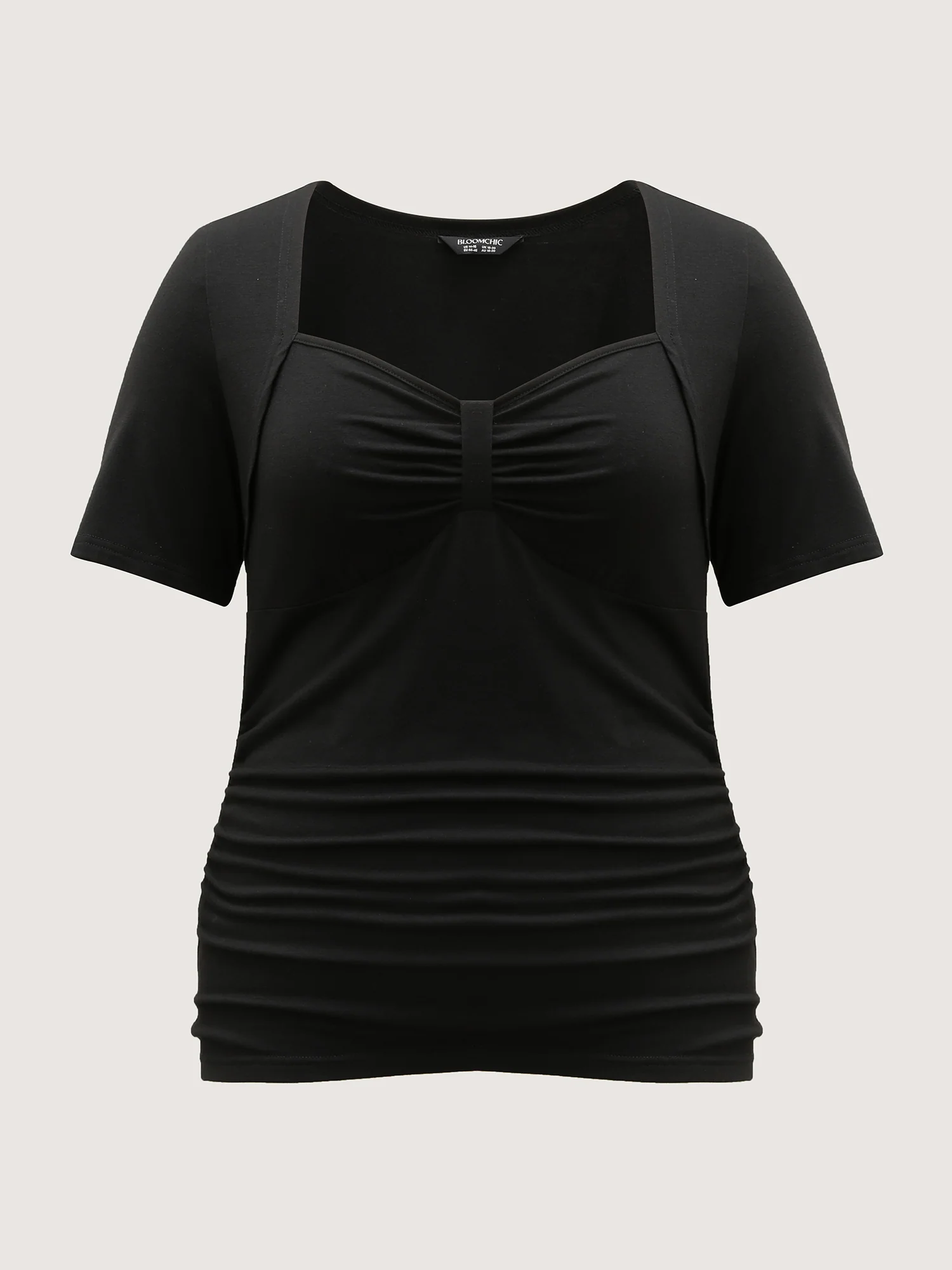 Stretchy Ruched Square Neck T-Shirt - Image 7