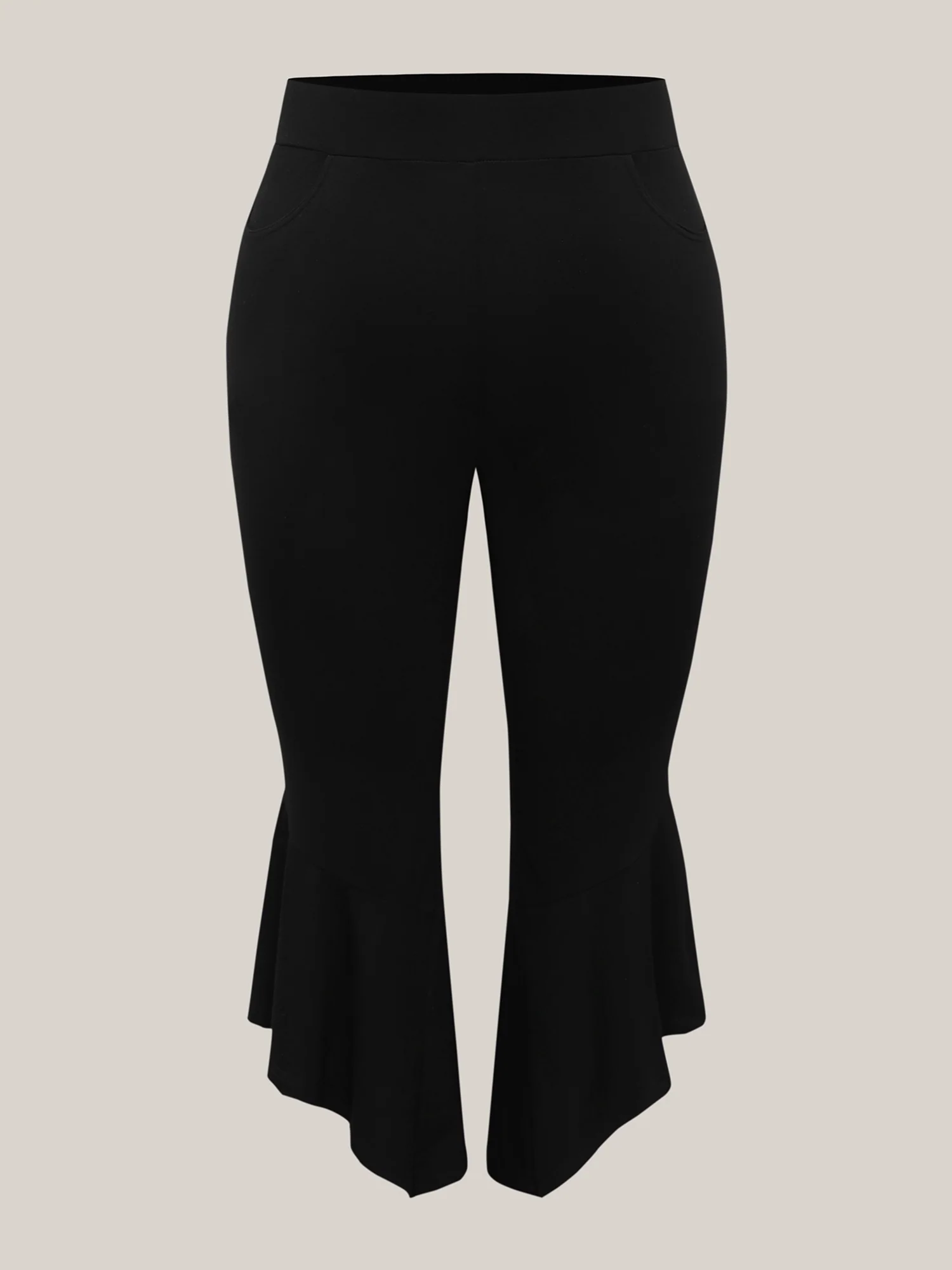Stretchy Ruffled Hem Cropped Pants - Image 8