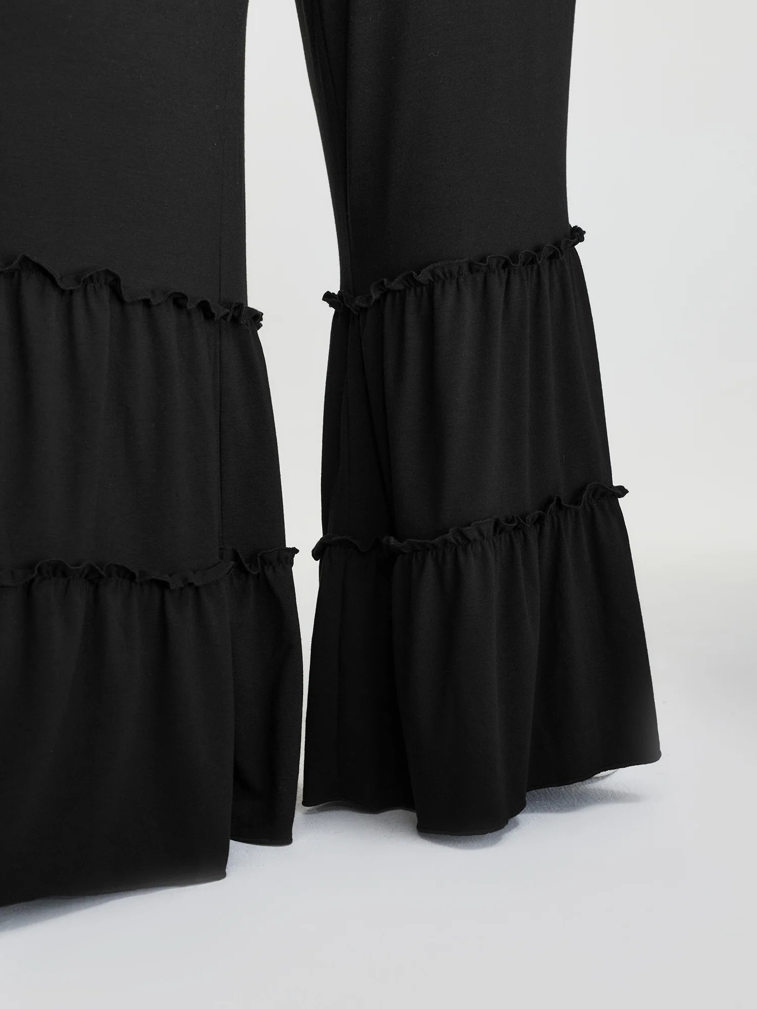 Stretchy Ruffled Hem Tiered Pants - Image 5
