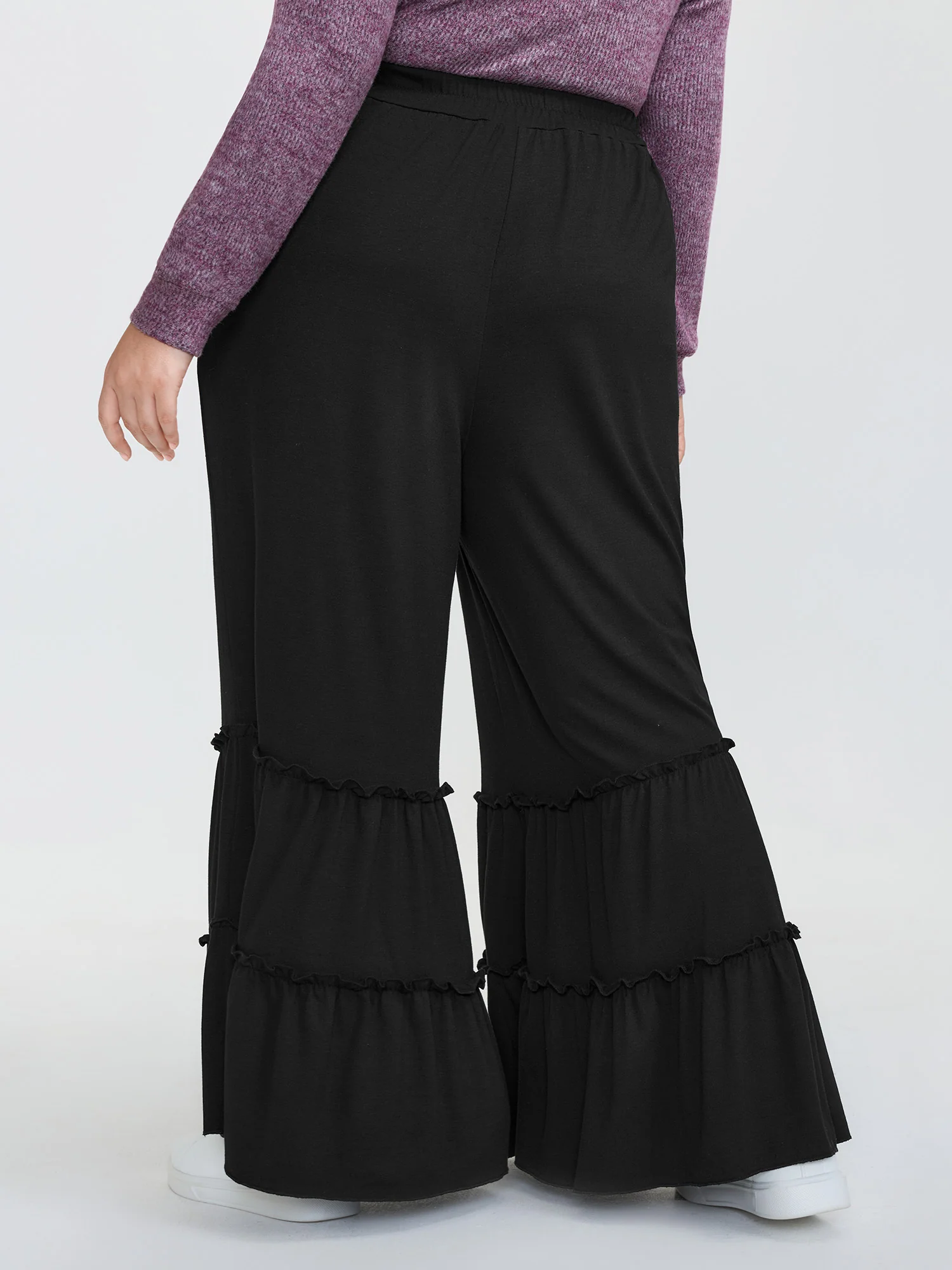 Stretchy Ruffled Hem Tiered Pants - Image 6