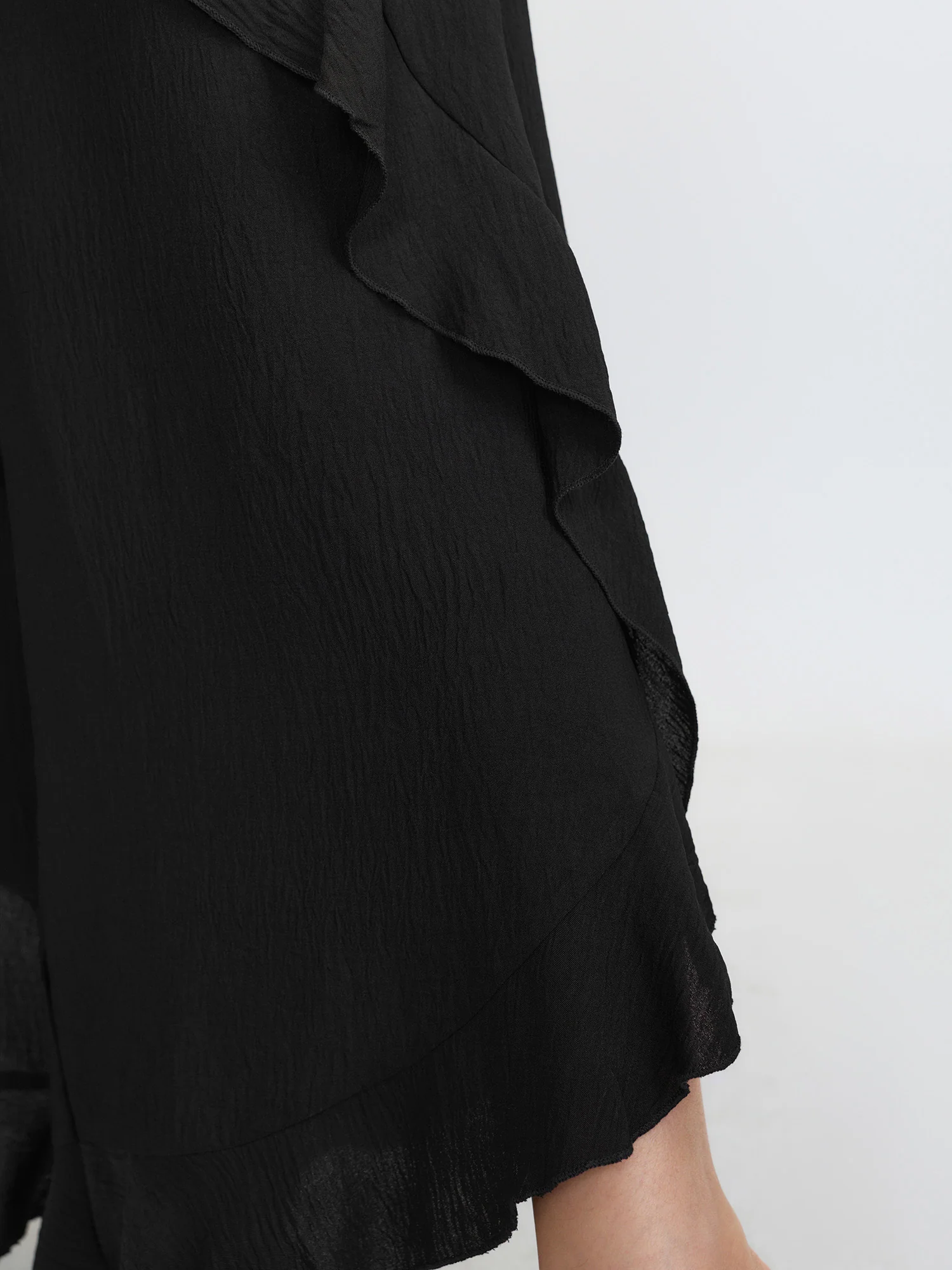 Stretchy Ruffled Trim Wide-Leg Pants - Image 5