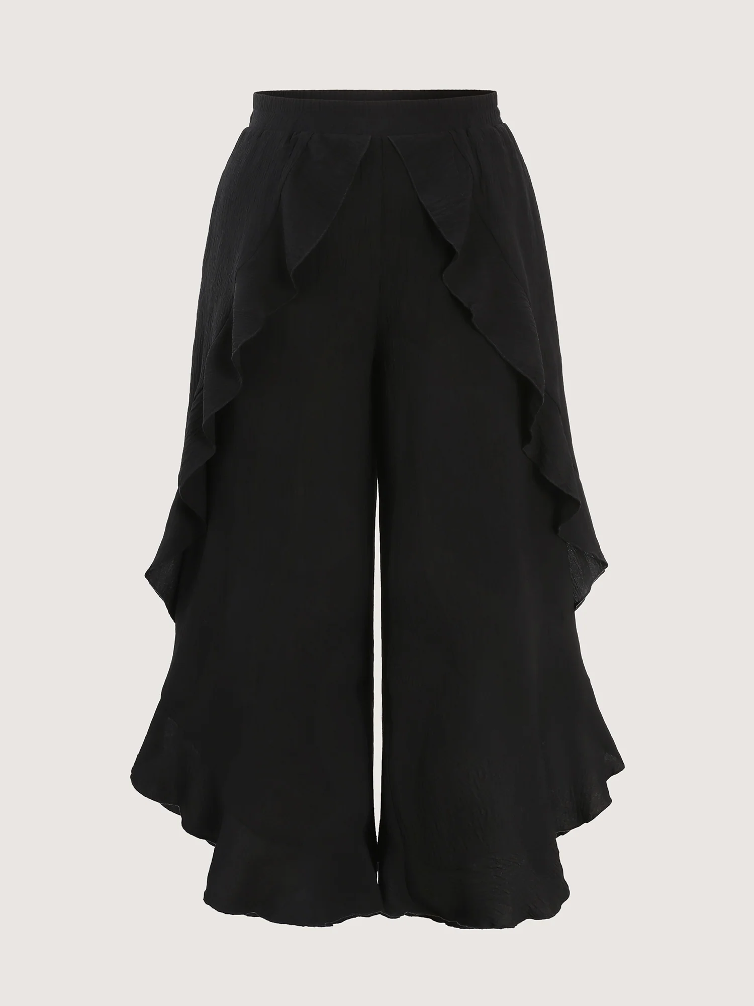 Stretchy Ruffled Trim Wide-Leg Pants - Image 9