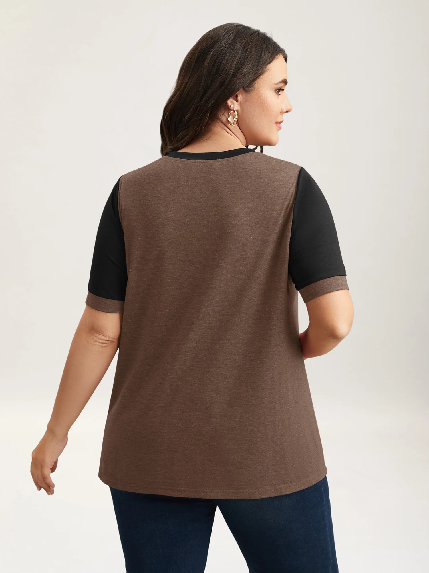 Stretchy Scalloped Lace Color Contrast T-Shirt - Image 15