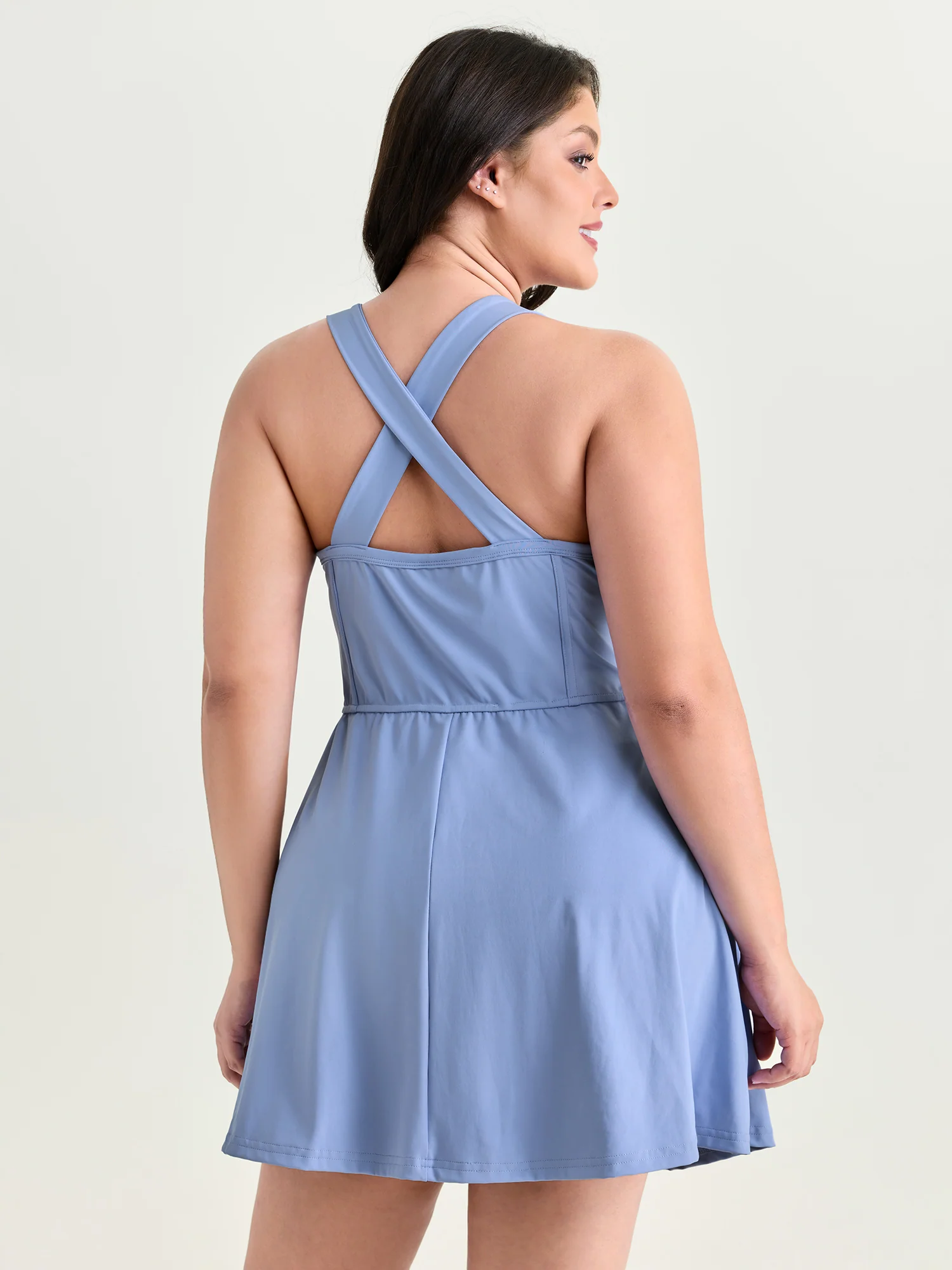 Stretchy Sculpted Fit And Flare Pocket Mini Dress - Image 2
