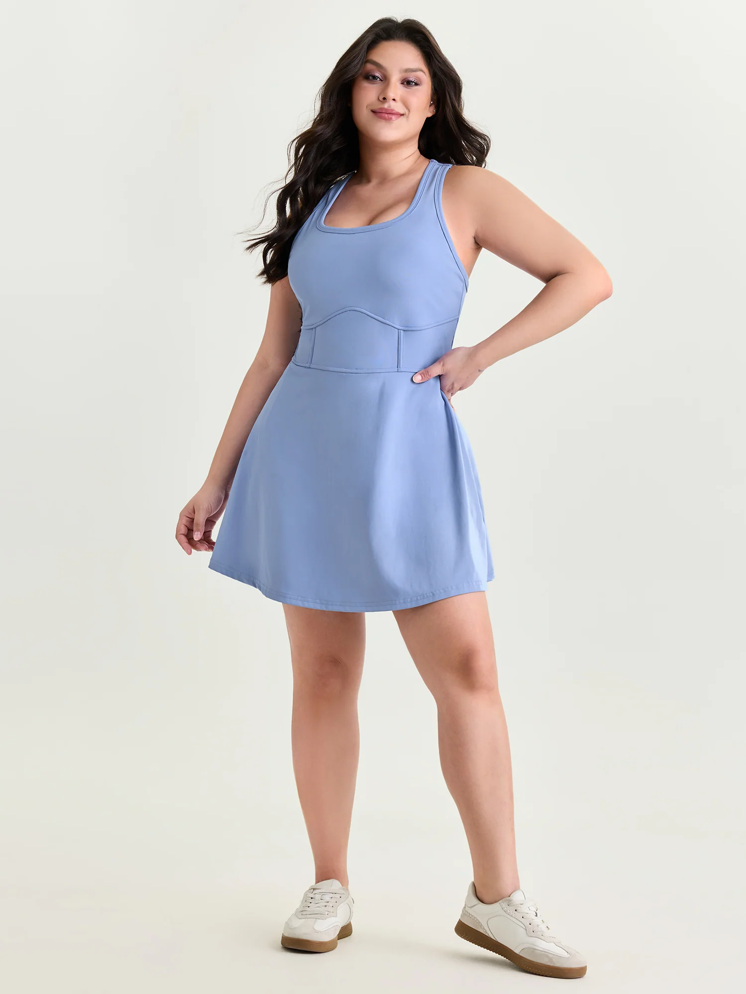 Stretchy Sculpted Fit And Flare Pocket Mini Dress - Image 3